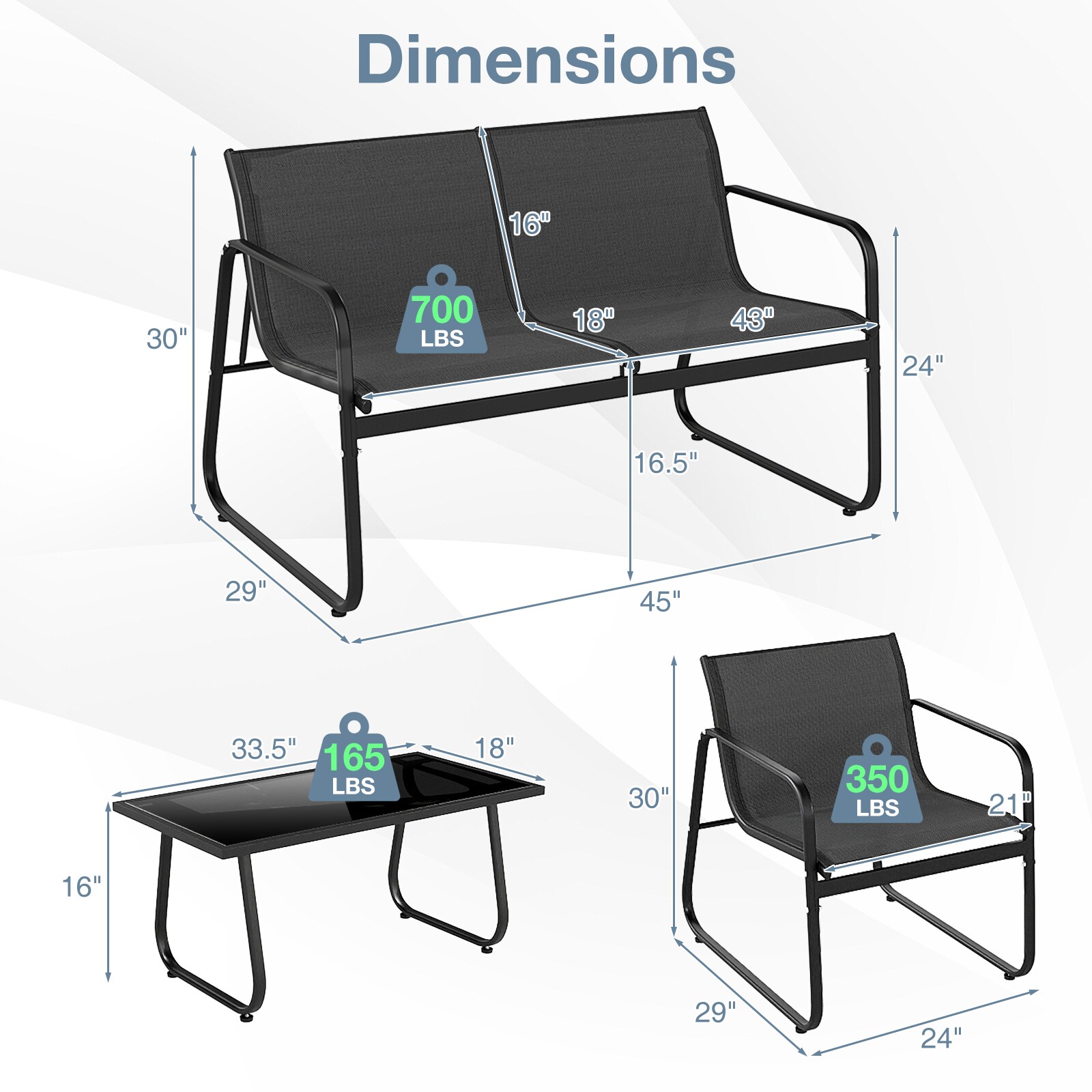 YERIVA O12595DH Patio-Conversation-Sets - View #3