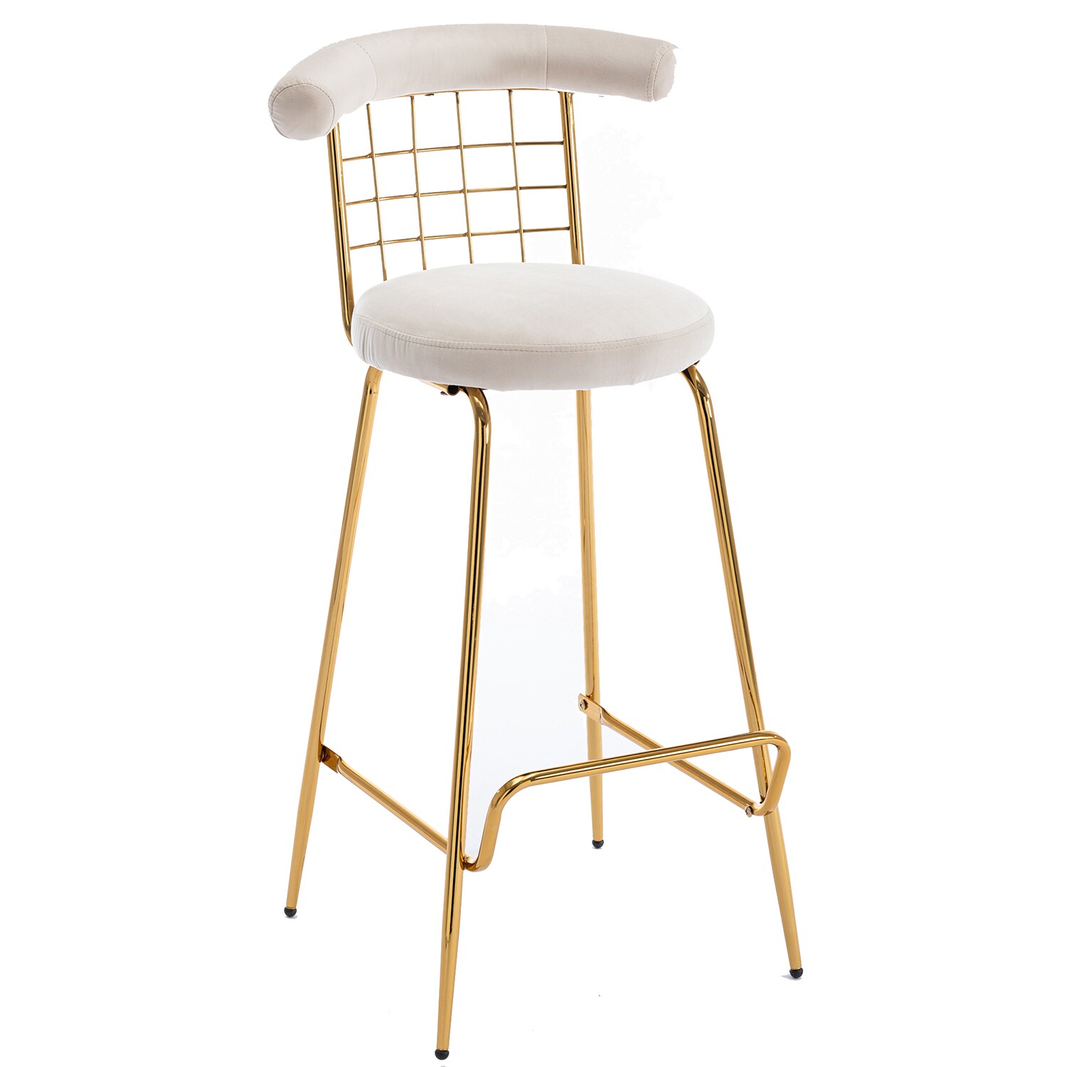 Set of 2 Beige 32-in H Bar height Upholstered Metal Bar Stool in White | - Bybafun YA6100093