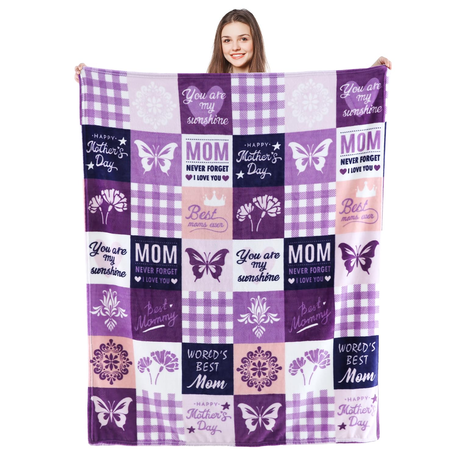 Yichuhaoxi  Super Soft Cozy Throw Blanket for Mom Gift Birthday Mothers Day Purple Fifty by Sixty Inches durable home and garden accessory