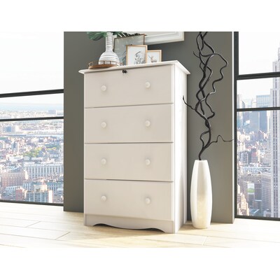 Palace Imports White Pine 4 Drawer, 60 Inch Tall White Dresser