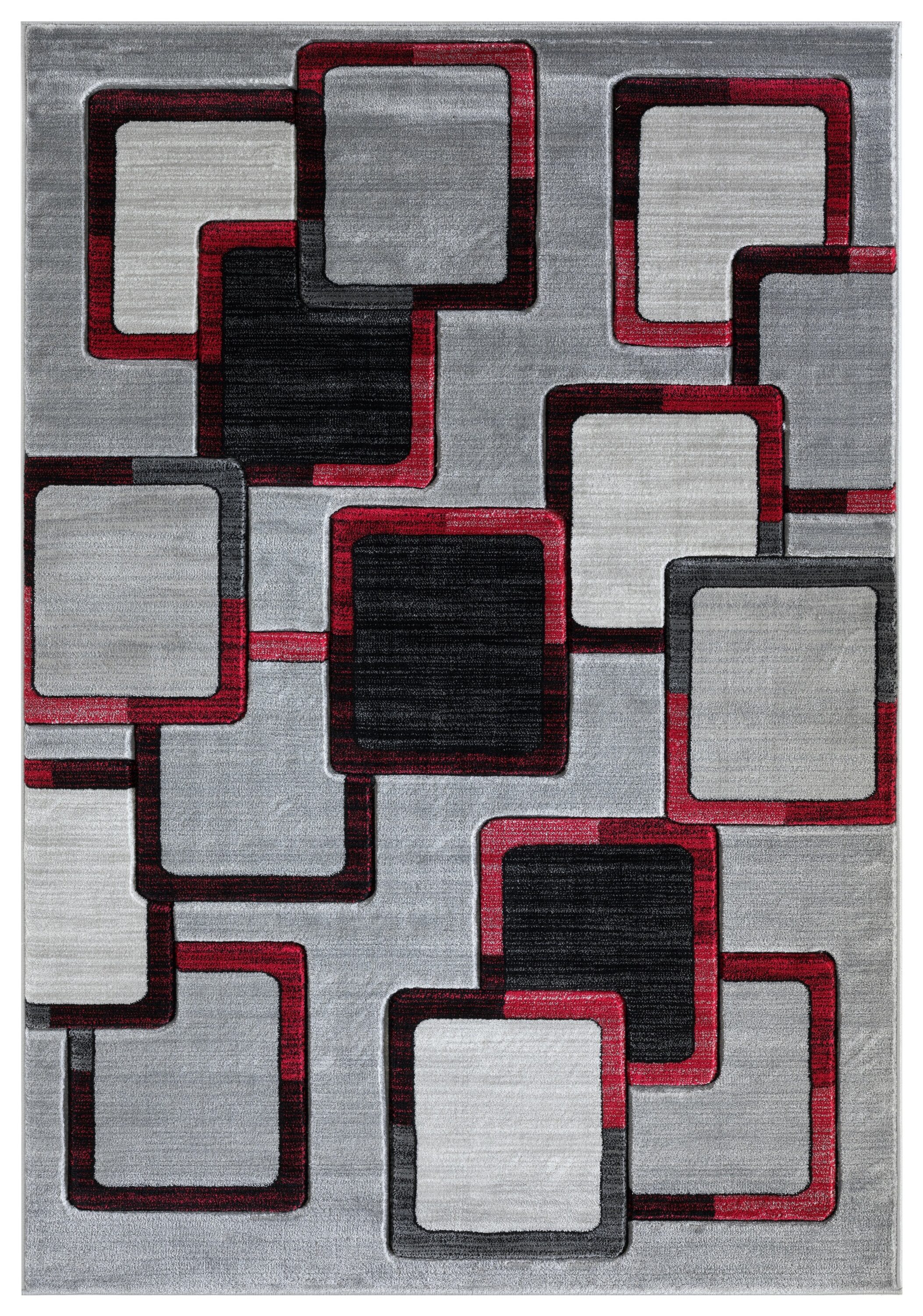 MDA Rugs Orelsi Abstract Squares Gray Red Area Rug 2 1 X 3 3 In The   64186063 