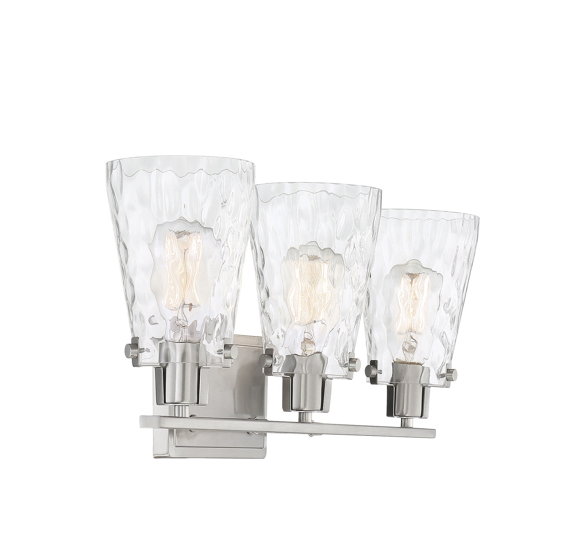 Satin Nickel 3-Light Cylinder Vanity Fixture with Clear Glass Shades