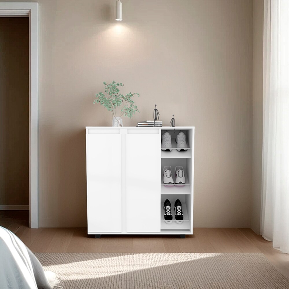 Boho Havens Modern White 11-Tier Wood Shoe Cabinet