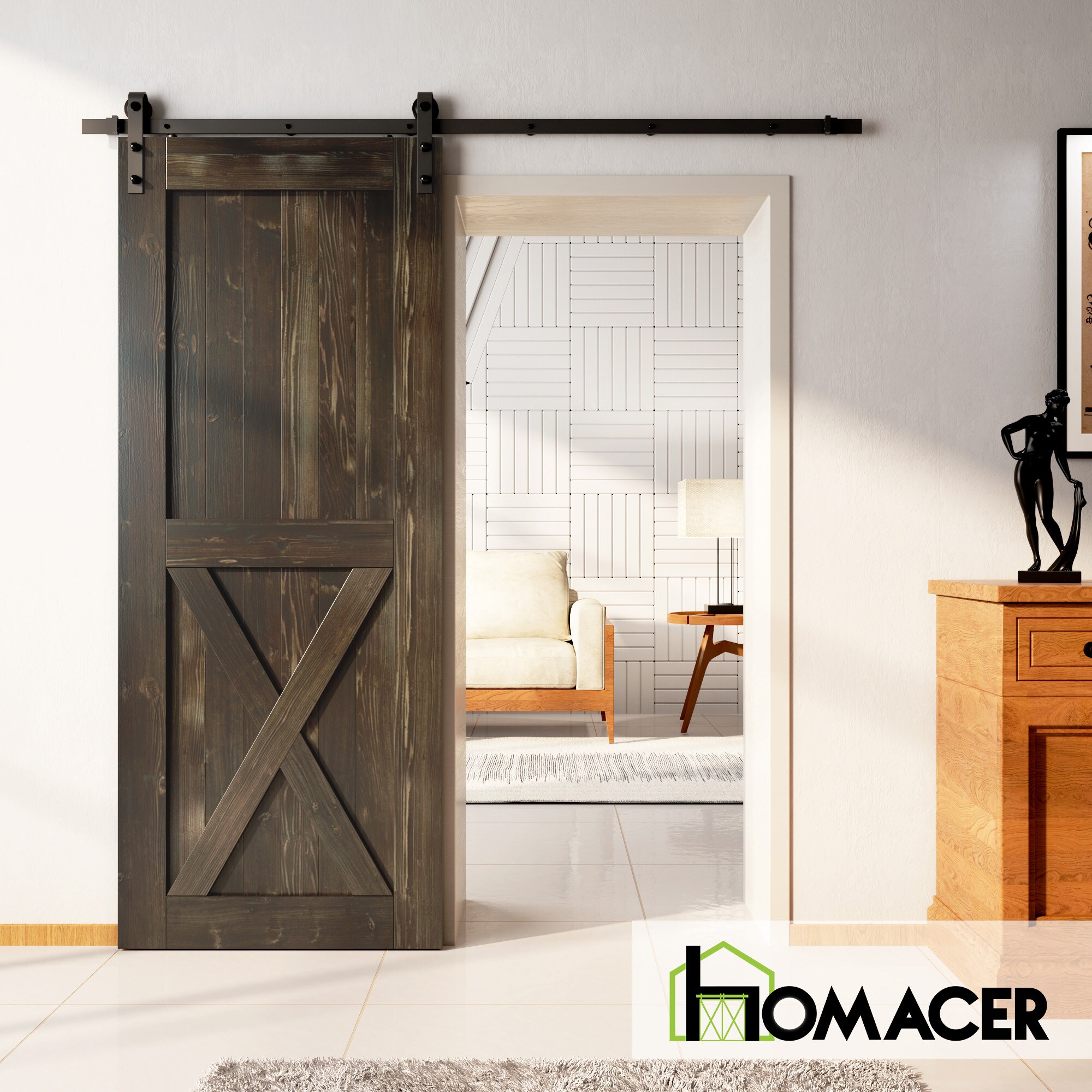 HOMACER 4296-X-EBONY Barn-Doors - View #2