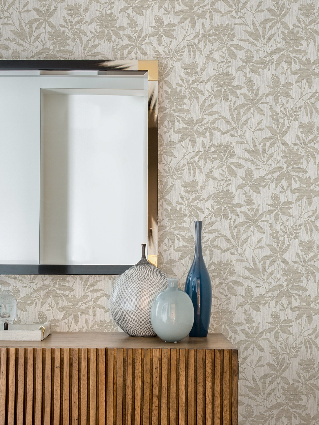 Beige Floral 3D Non-Pasted Vinyl Wallpaper Roll