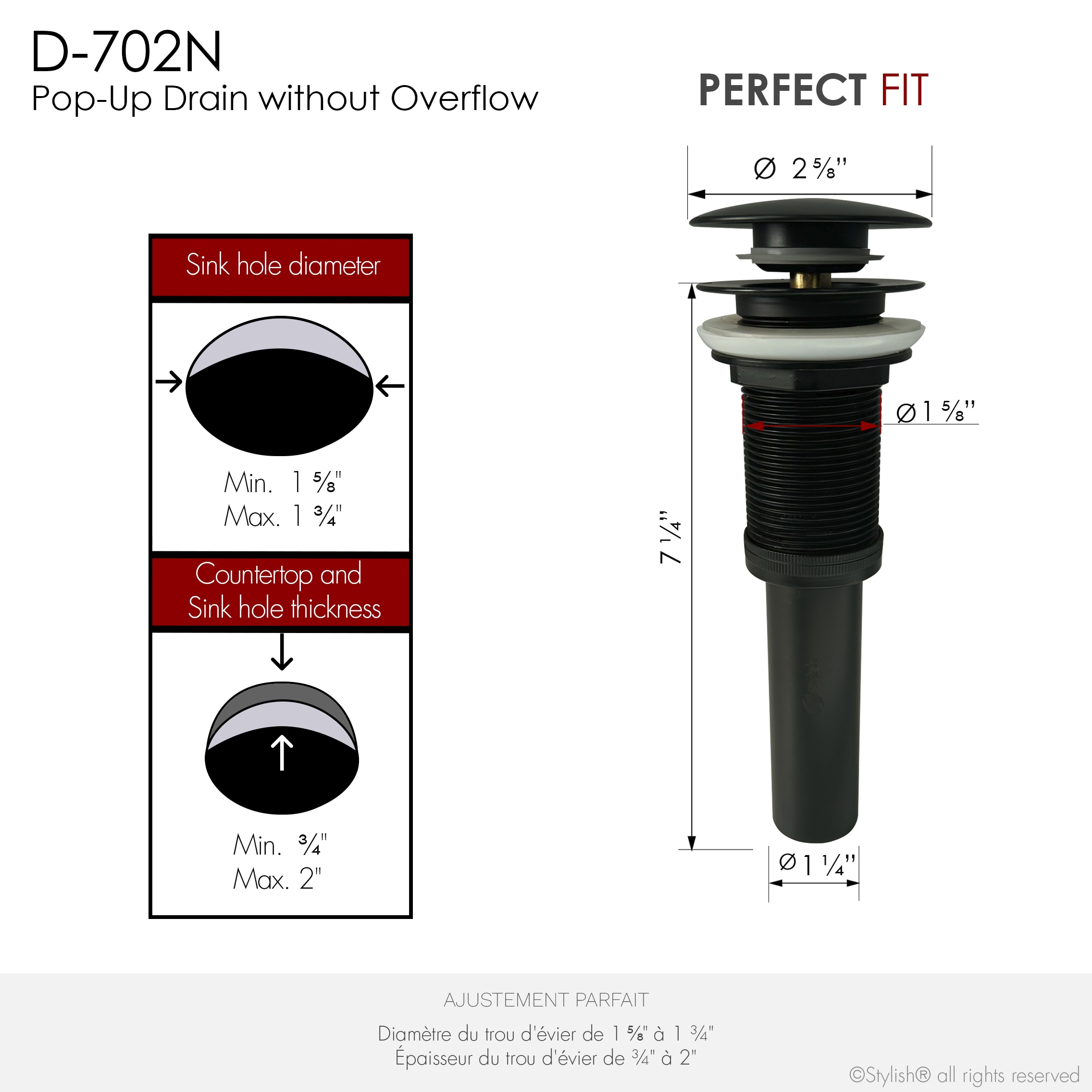 Stylish D-702N Popup-Drains-Accessories - View #4