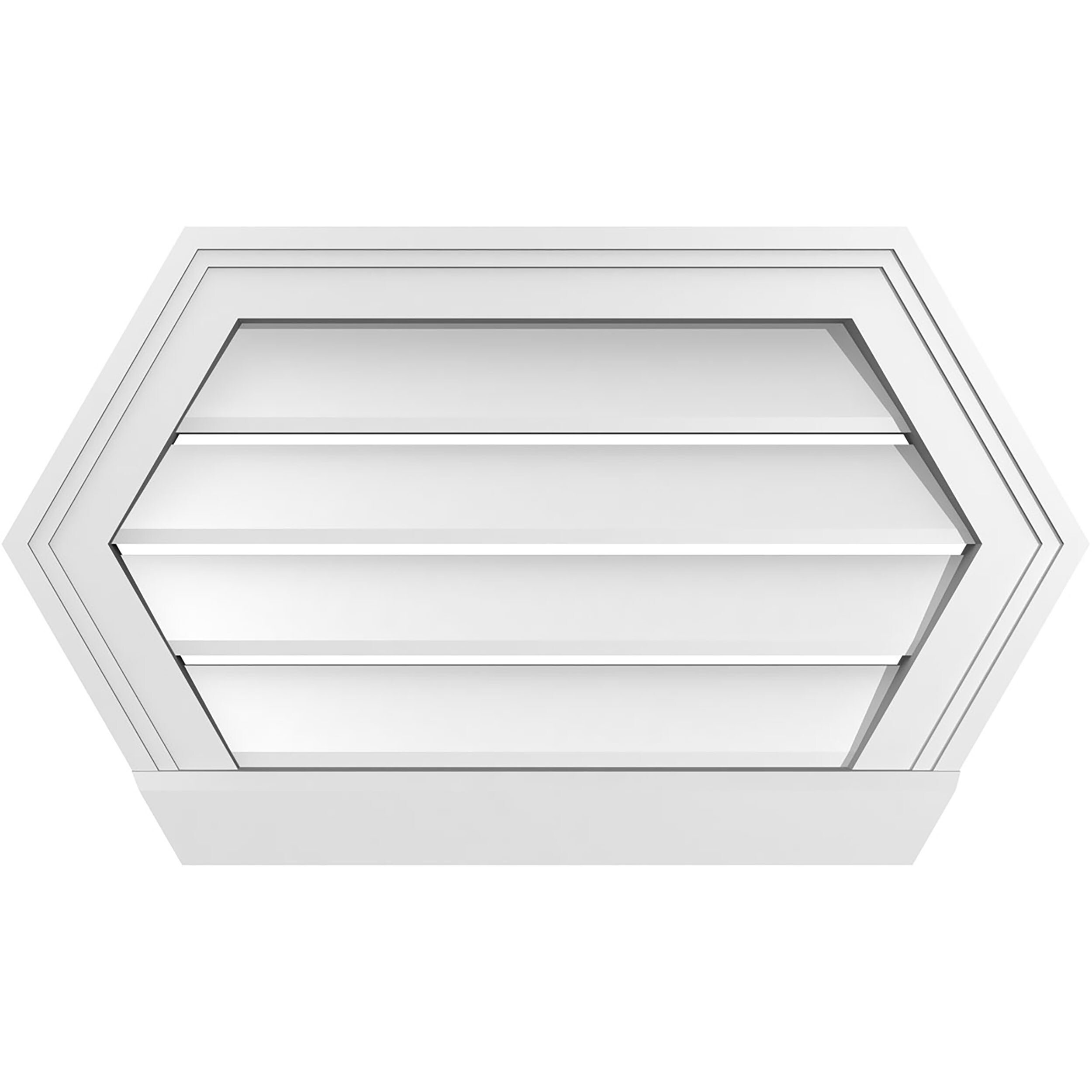 Ekena Millwork GVPHP24X1403SF 24-Inches x 14-Inches Off-white Peaked PVC Gable Louver Vent