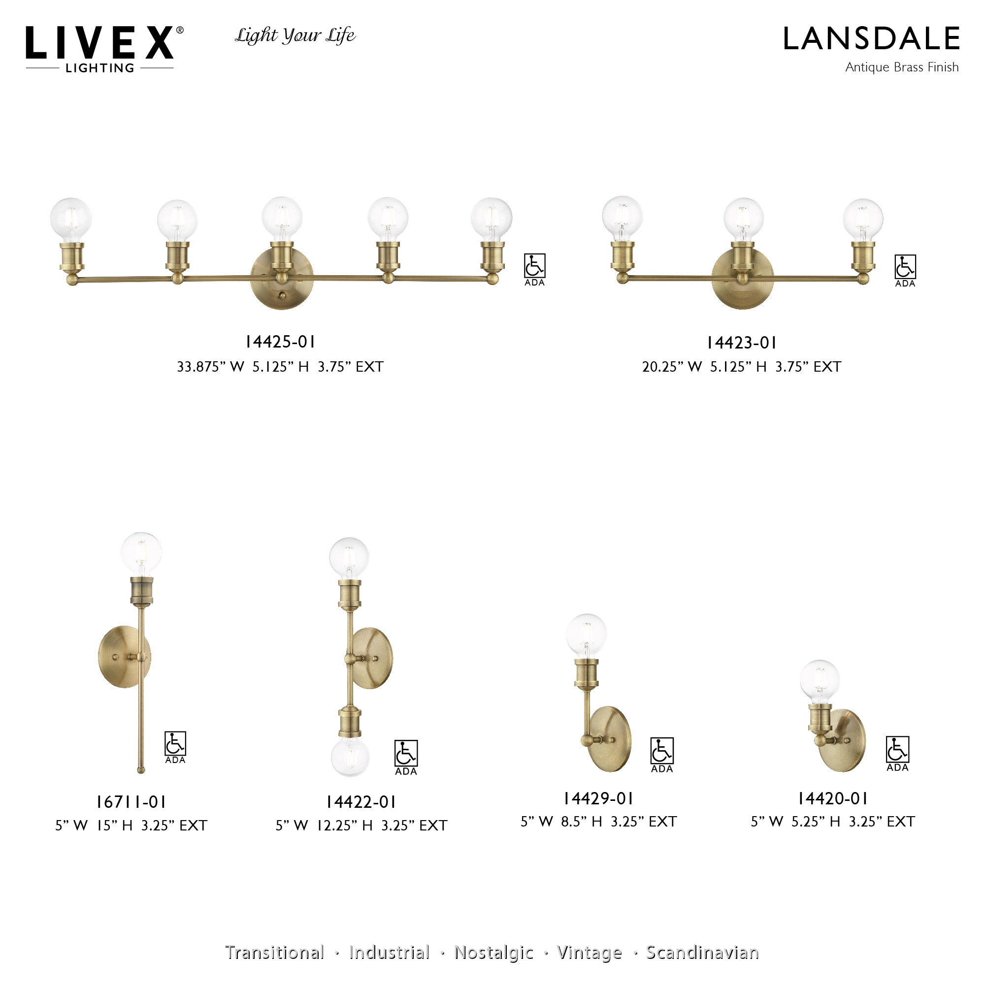 Lansdale Antique Brass Single-Light Vanity Sconce