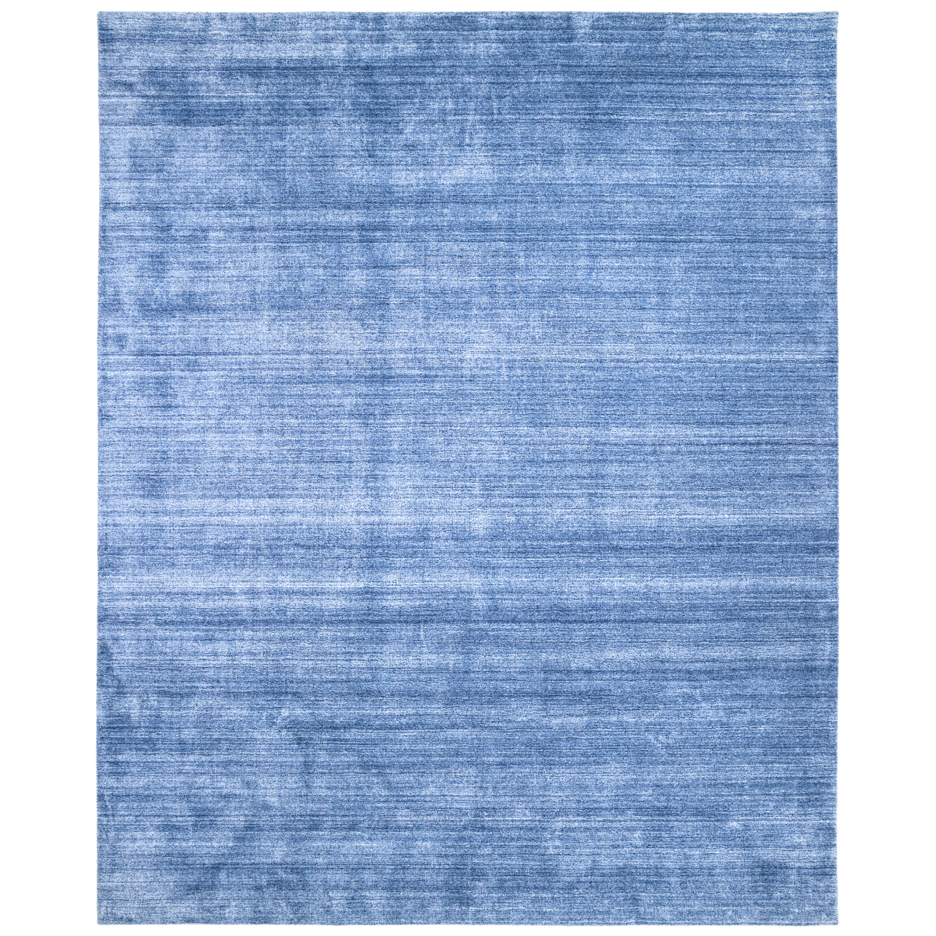 Solo Rugs S1107-08001000-DENI Solid 8 x 10 (ft) Loomed Wool Blue Rectangular Indoor Solid Area rug