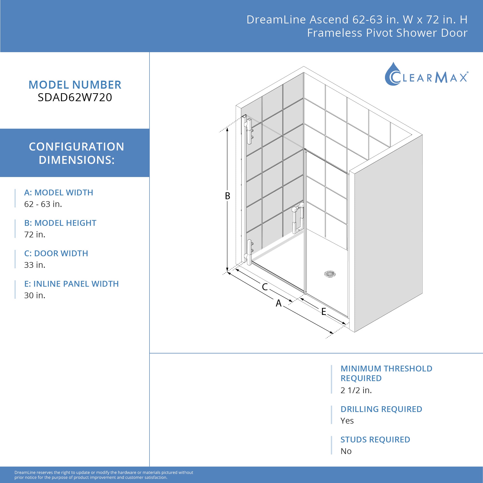 DreamLine SDAD62W720VXX09 Shower-Doors - View #2
