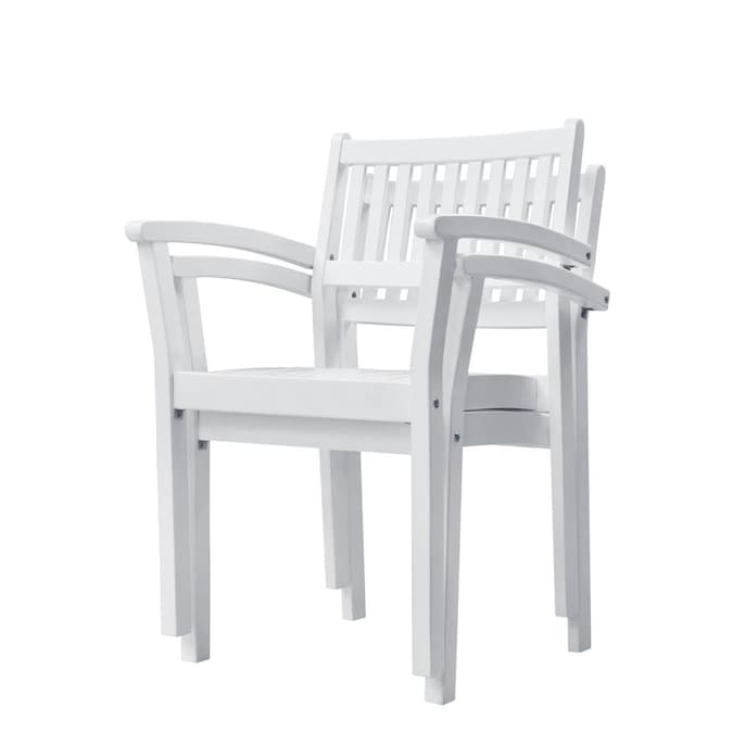 Vifah Bradley Set Of 2 Stackable White, White Patio Chair Set