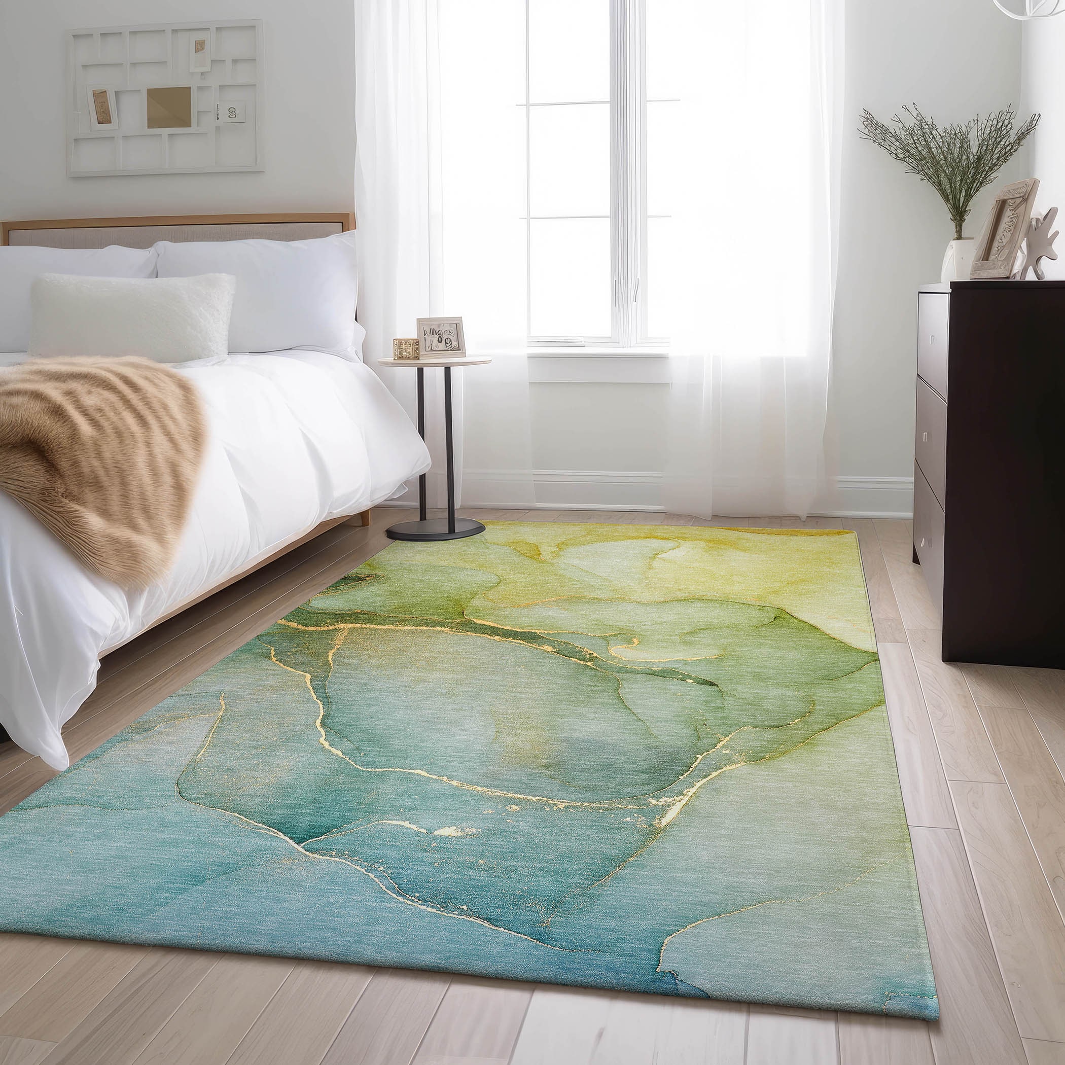 Addison Rugs AMF512TE20X30 Mayfield AMF512TE 2 x 3 (ft) Loomed Polyester Teal Rectangular Indoor Abstract Machine washable Area rug