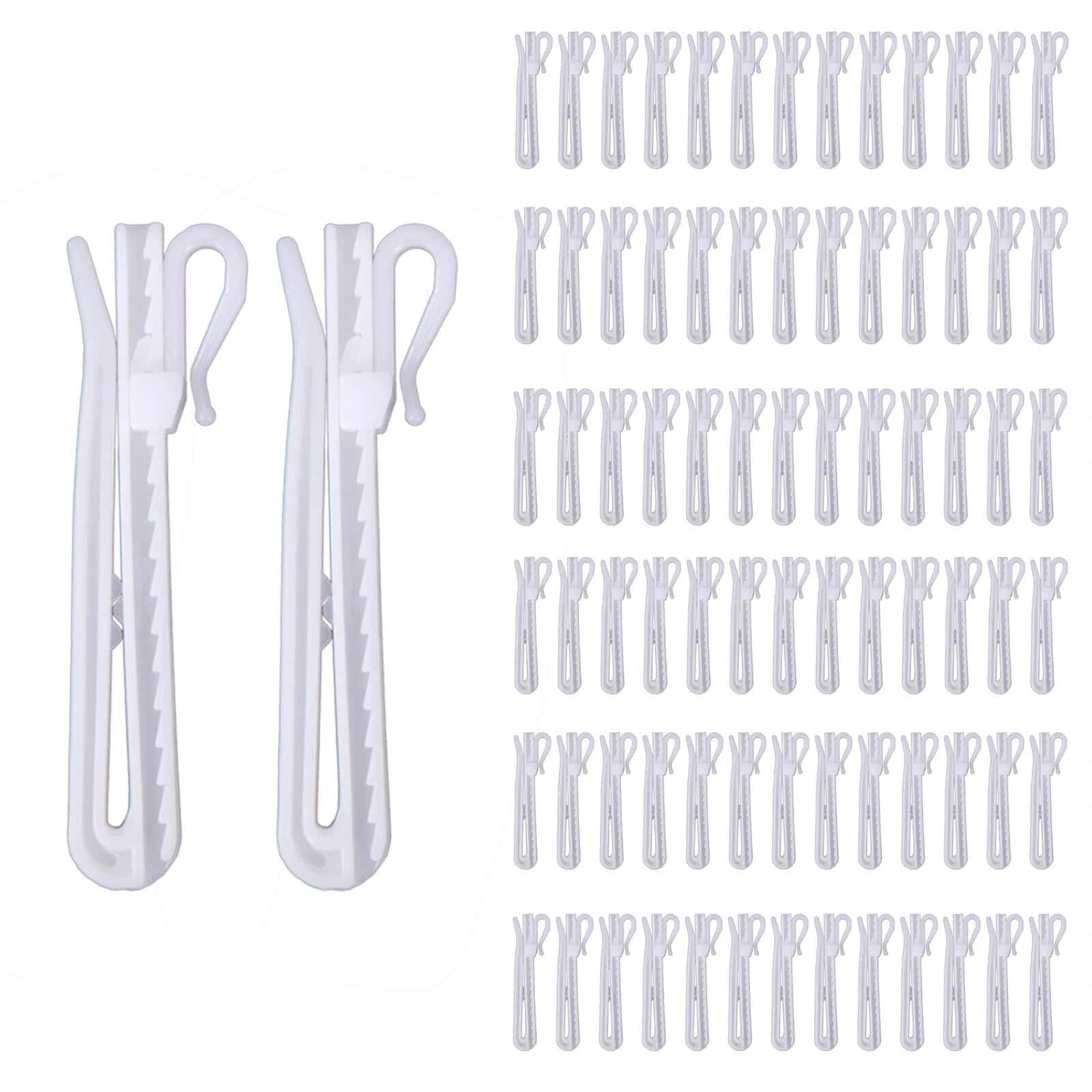 AKSCYZM  80 Pcs Plastic Adjustable Curtain Hooks with Ratchet System for Shower Window Door Curtains and Drapes durable home and garden accessory