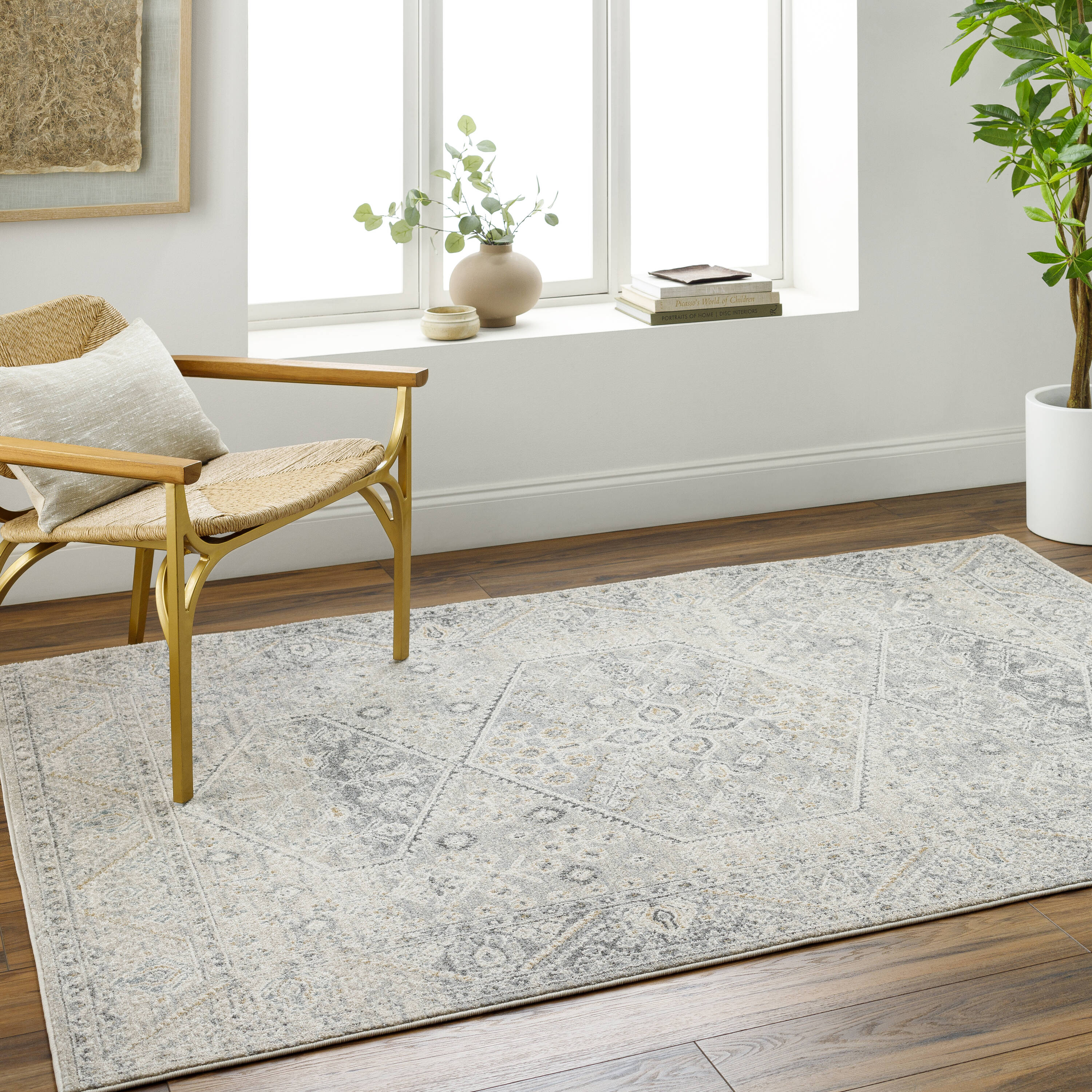 Livabliss APH2314-537 Alpharetta 5 x 7 (ft) Loomed Polypropylene Light Beige, Medium Gray, Cream, Charcoal, Amber, Blue Rectangular Indoor Vintage Area rug