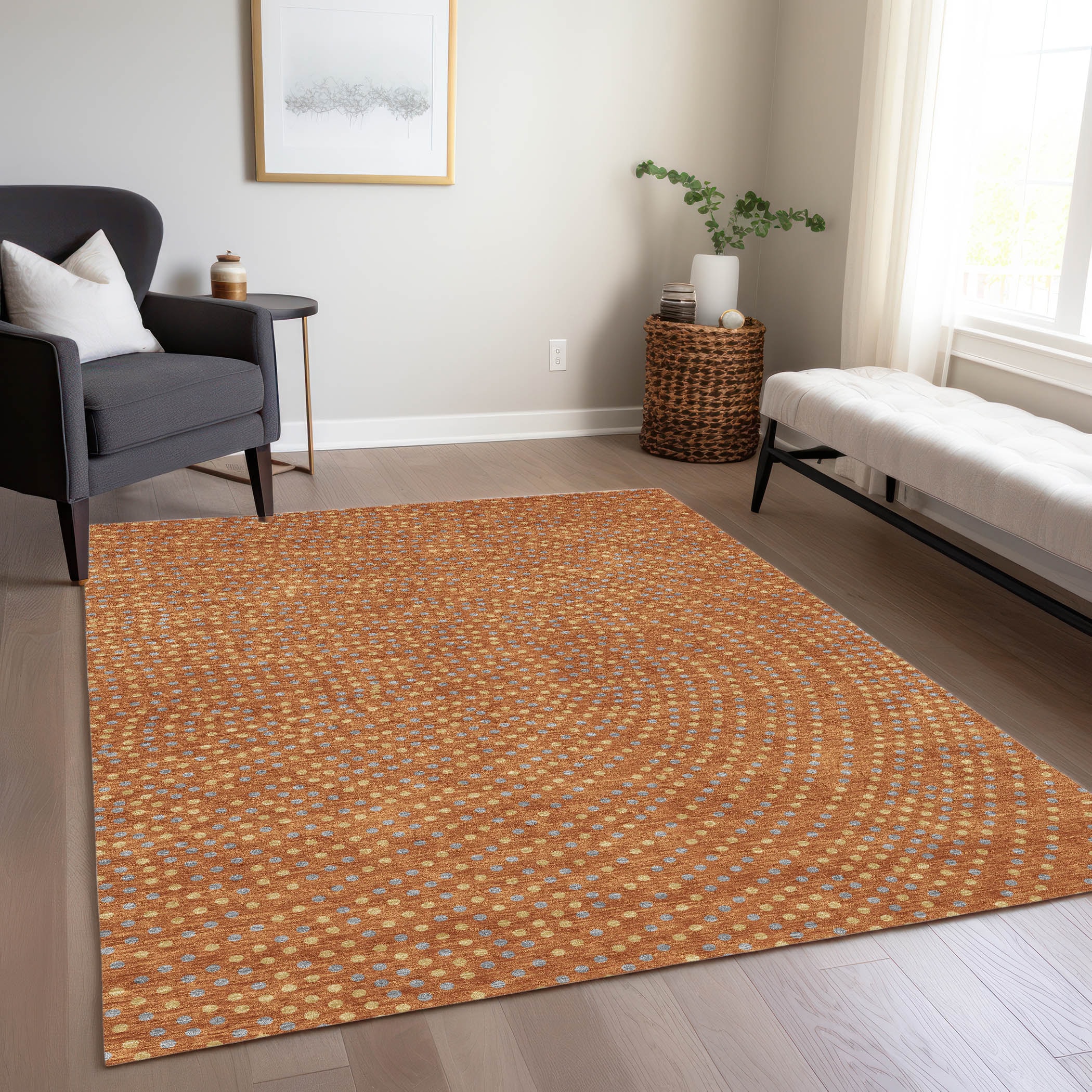 Addison Rugs ACN1021PK5X8 Chantille ACN1021PK 5 x 7 (ft) Polyester Paprika Rectangular Indoor/Outdoor Geometric Machine washable Area rug
