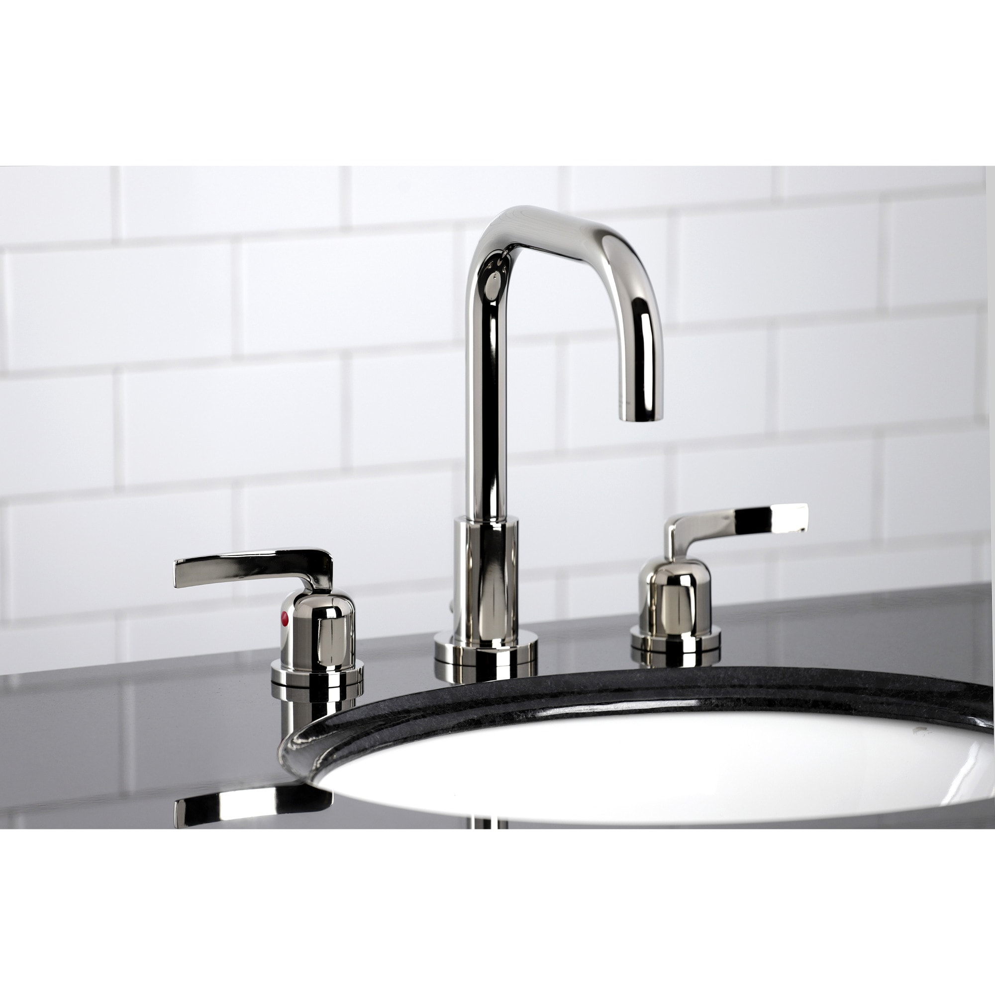 Kingston Brass WLFSC8939EFL Centurion Polished nickel Widespread 2-handle High-arc Residential Handle Bathroom Sink Faucet with Drain