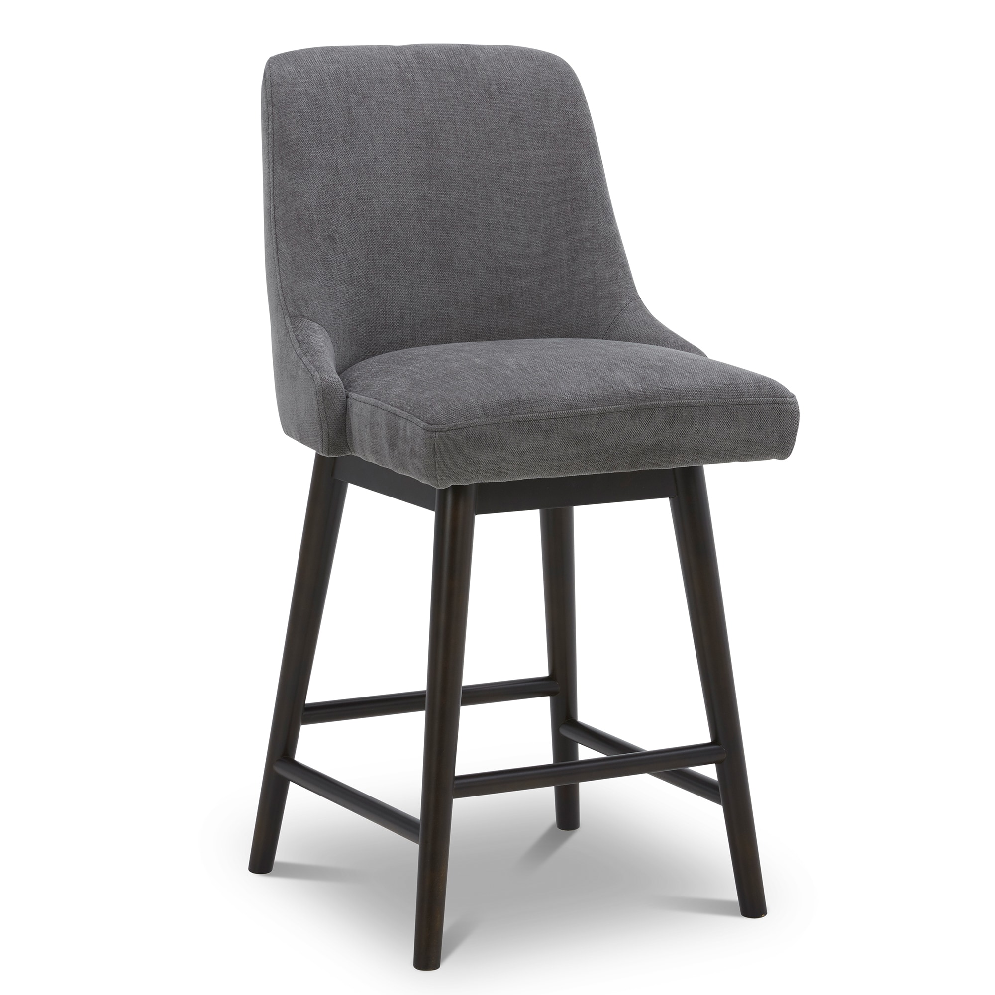 Circle 55 LWSY1219B-G801 Dark Gray 26-in H Counter height Upholstered Swivel Wood Bar Stool