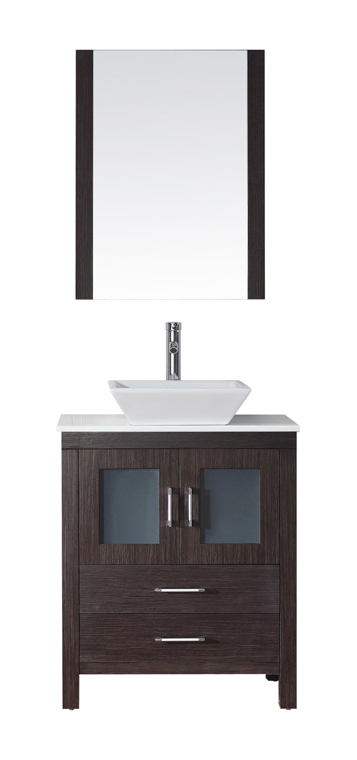 Virtu USA KS-70028-S-ES Dior 28-in Espresso Single Sink Bathroom Vanity with White Engineered Stone Top (Mirror and Faucet Included)