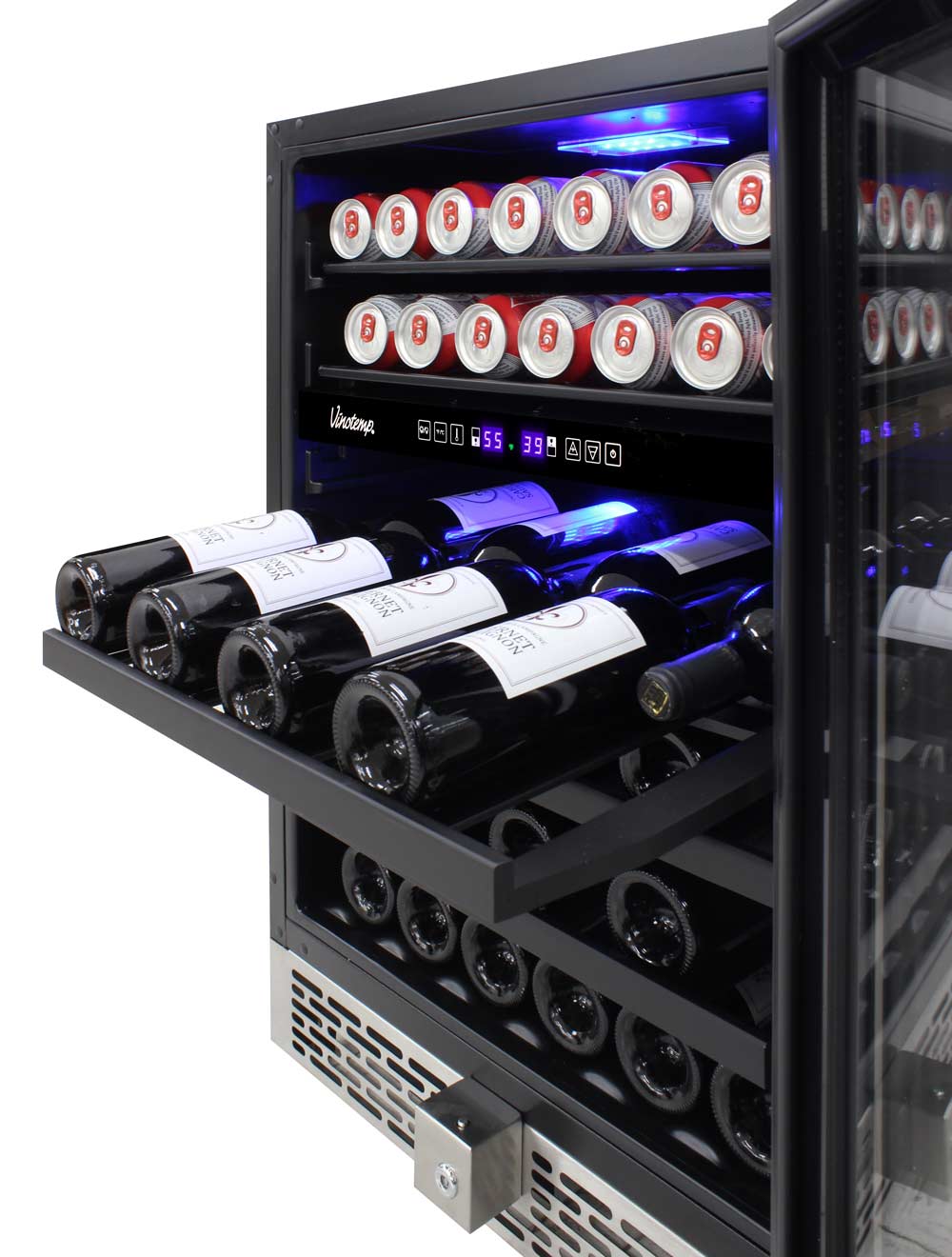 Vinotemp 23.6-in W 30-Bottles Stainless Steel Dual Zone Cooling Built ...