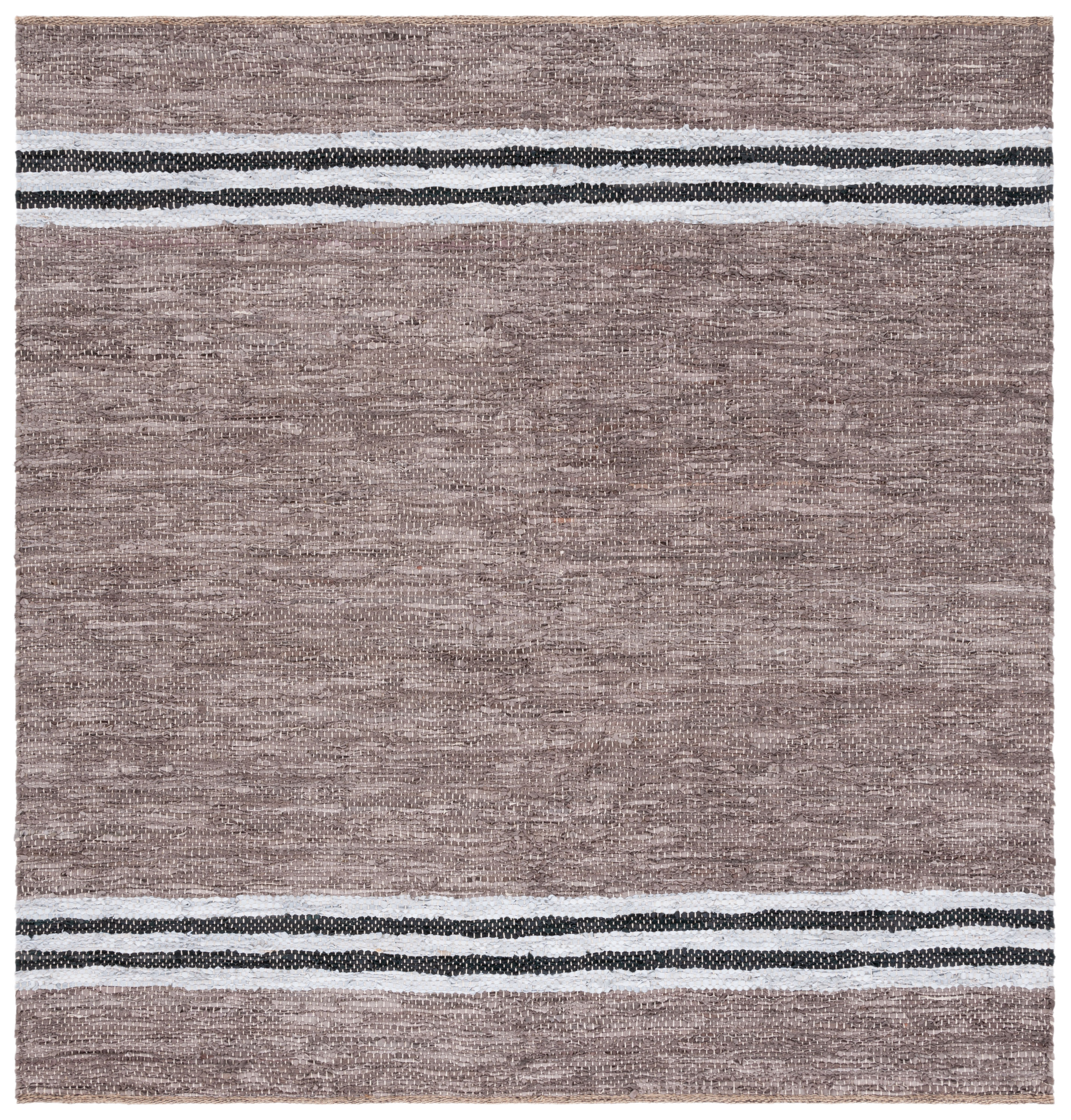 Safavieh VTL400F-7SQ Vintage Leather Baham 7 x 7 (ft) Leather Gray/Ivory Square Indoor Stripe Bohemian/Eclectic Area rug