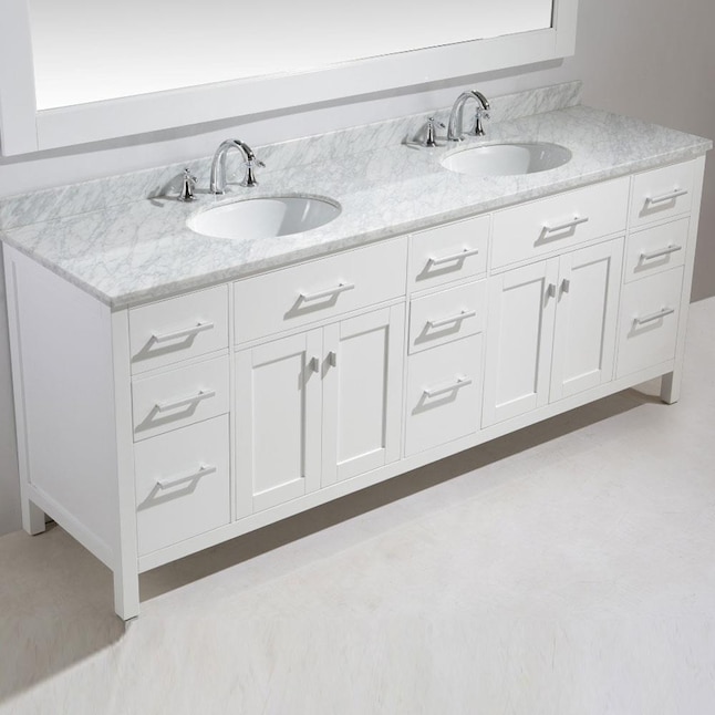 Design Element London 84 In White, Double Bath Vanity Cost Philippines