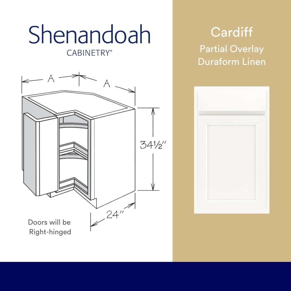 Shenandoah Cardiff 36-in W x 34.5-in H x 24-in D Linen Super Lazy Susan Corner Base Fully Assembled Cabinet Recessed Panel Square