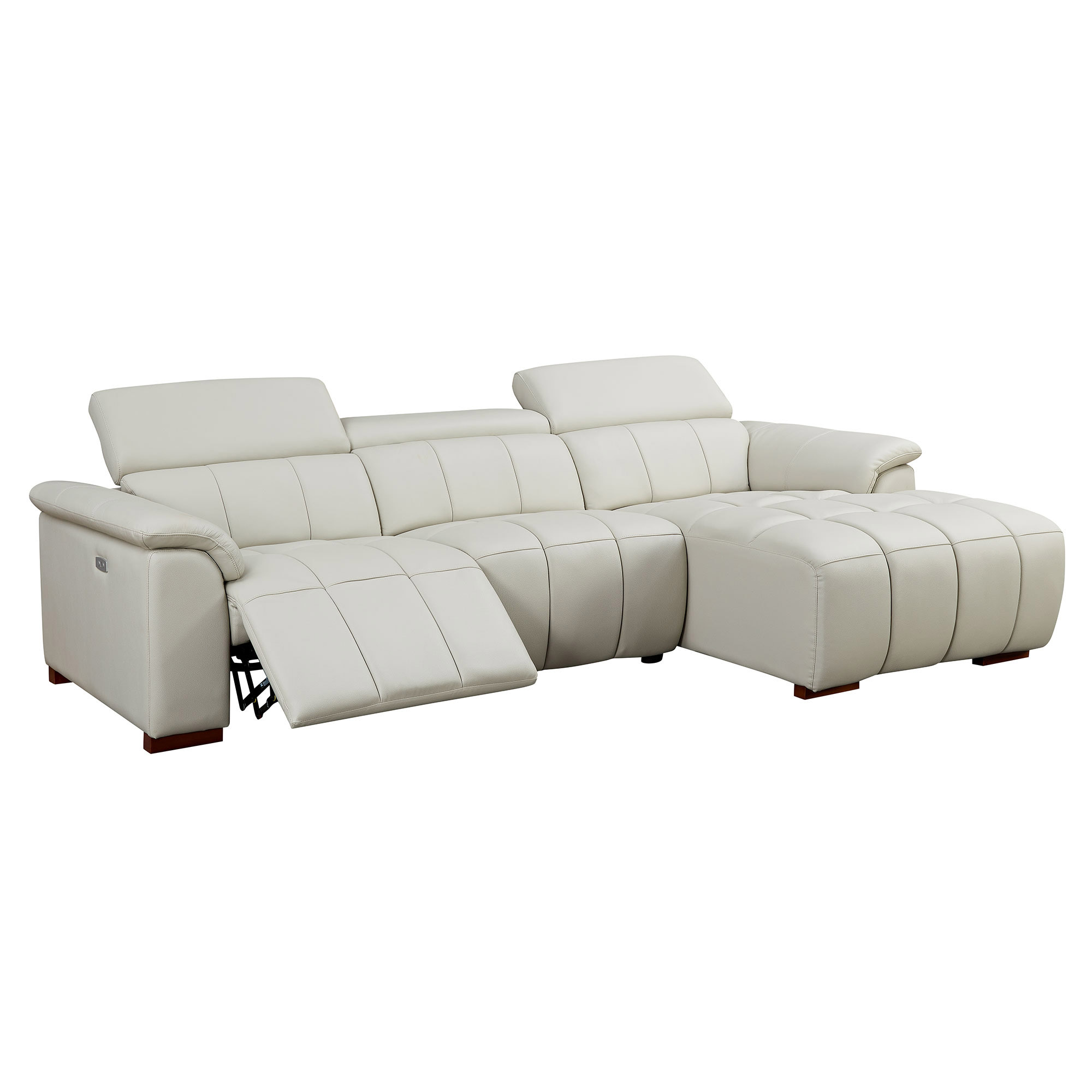 SINOFURN SYA020368YL 113.4-Inches Modern Right-hand Beige Genuine leather 3 -seater Reclining Sectional