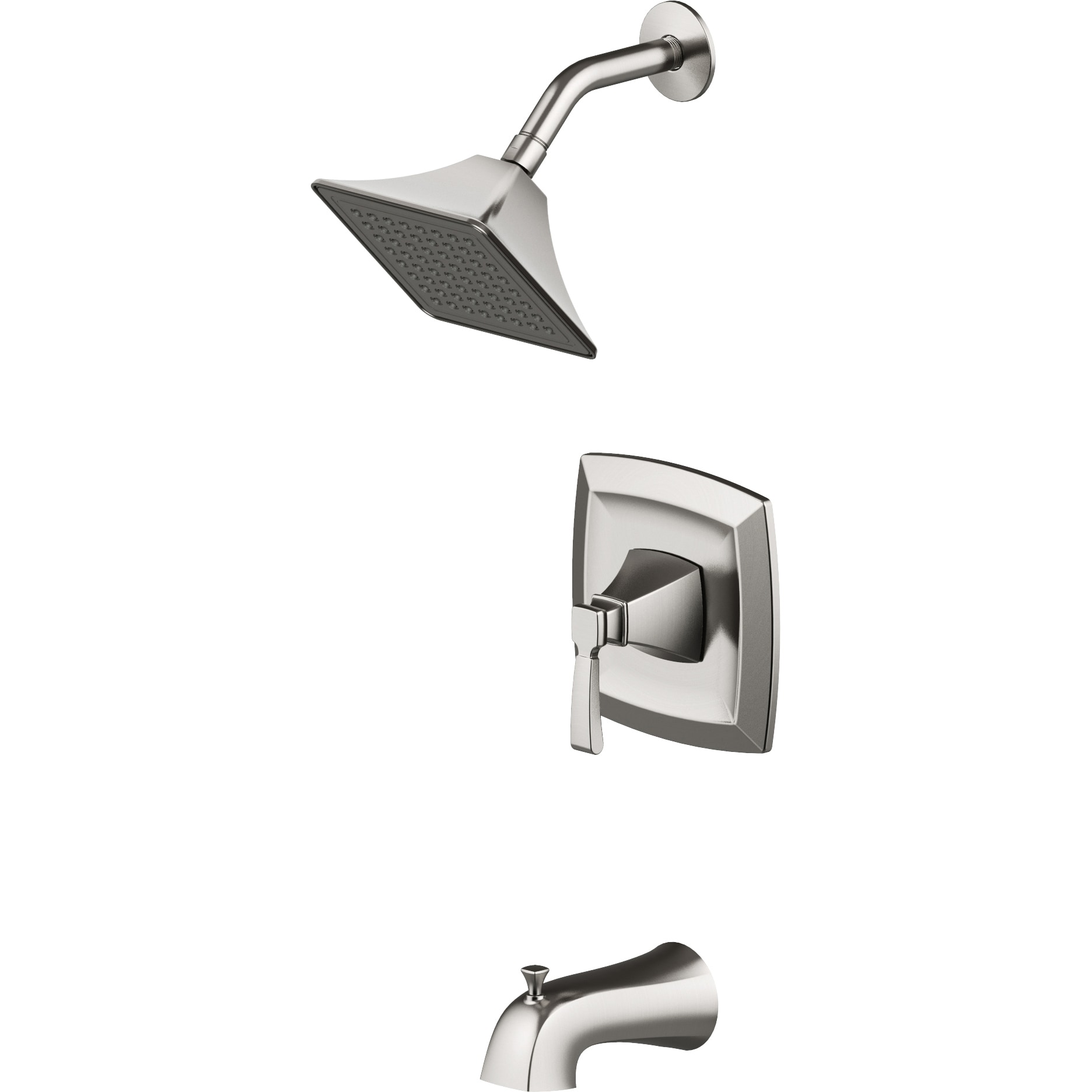 allen + roth Chesler Brushed Nickel 1-handle Single Function Square Bathtub and Shower Faucet Valve Included