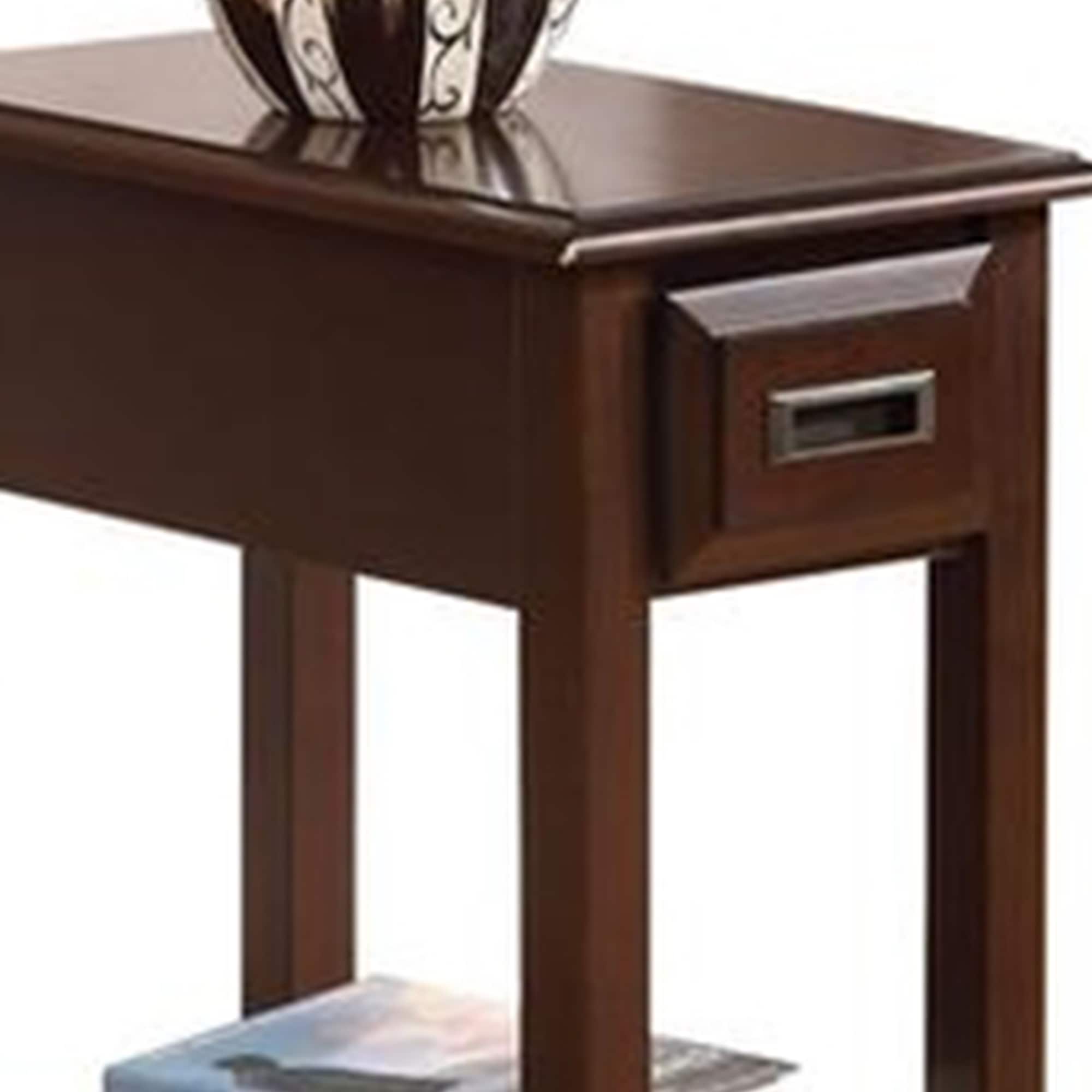 Benzara 22 In W X 23 In H Dark Brown Wood Modern End Table With Storage Assembly Required At