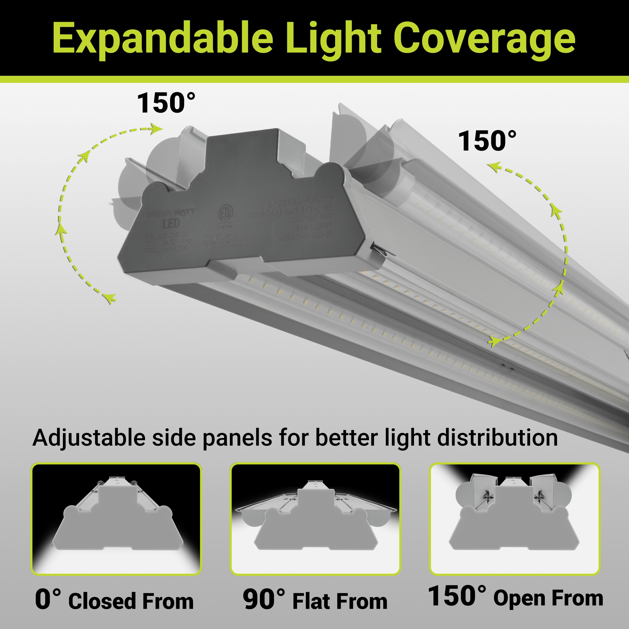 Green Watt 4-ft 10000-Lumen Gray Daylight LED Linear Garage