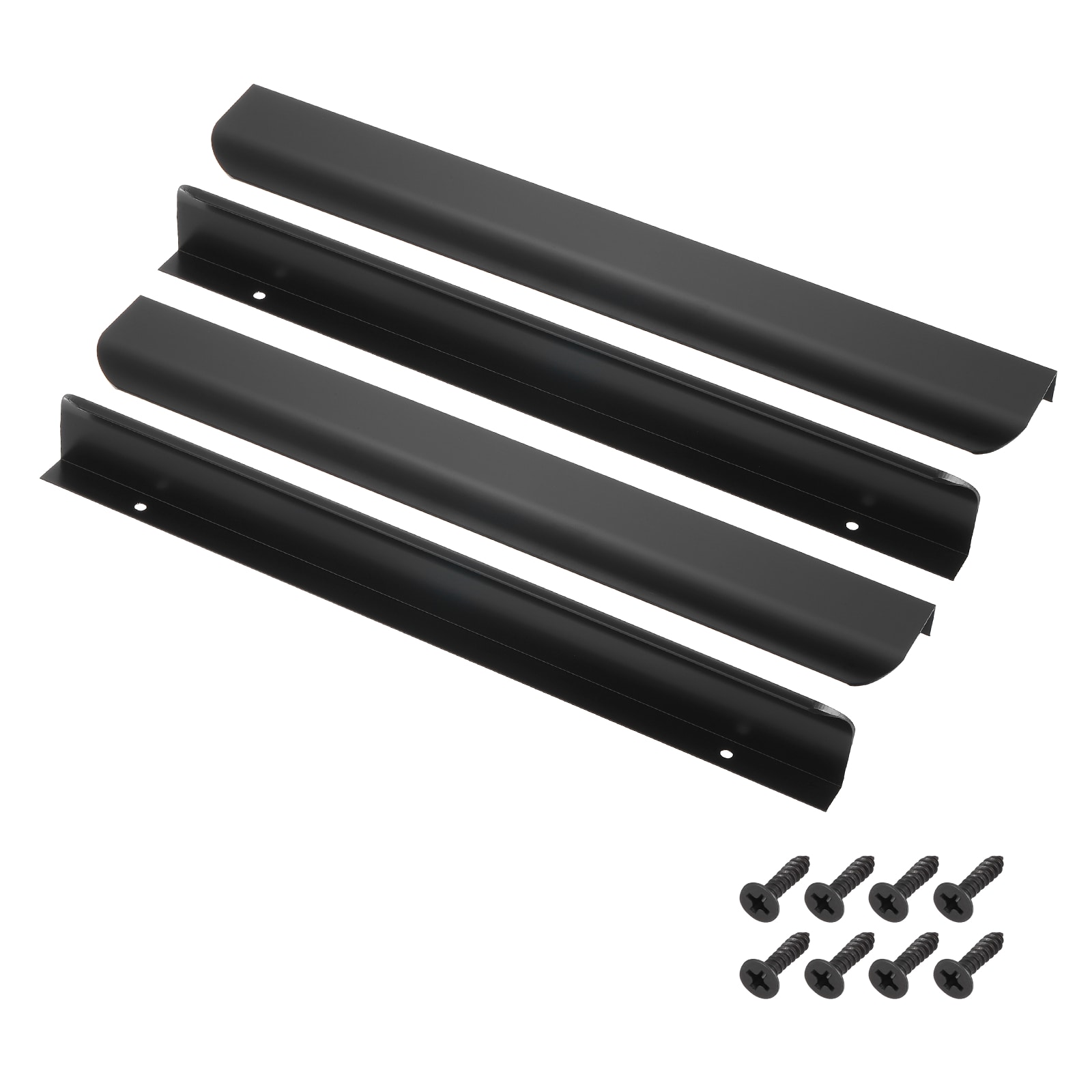 PATIKIL 4 Pcs Finger Pulls for Cabinets 12 Inch Aluminum Alloy Edge Cabinet Pulls Finger Handle Flat Hidden Back Mount for Dresser Wardrobe Drawers Door Hardware Black