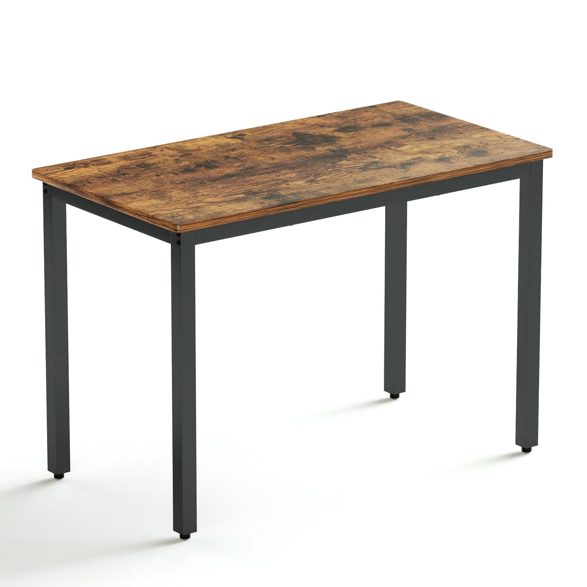 Rustic Brown and Black 3-Piece Dining Table Set with Benches