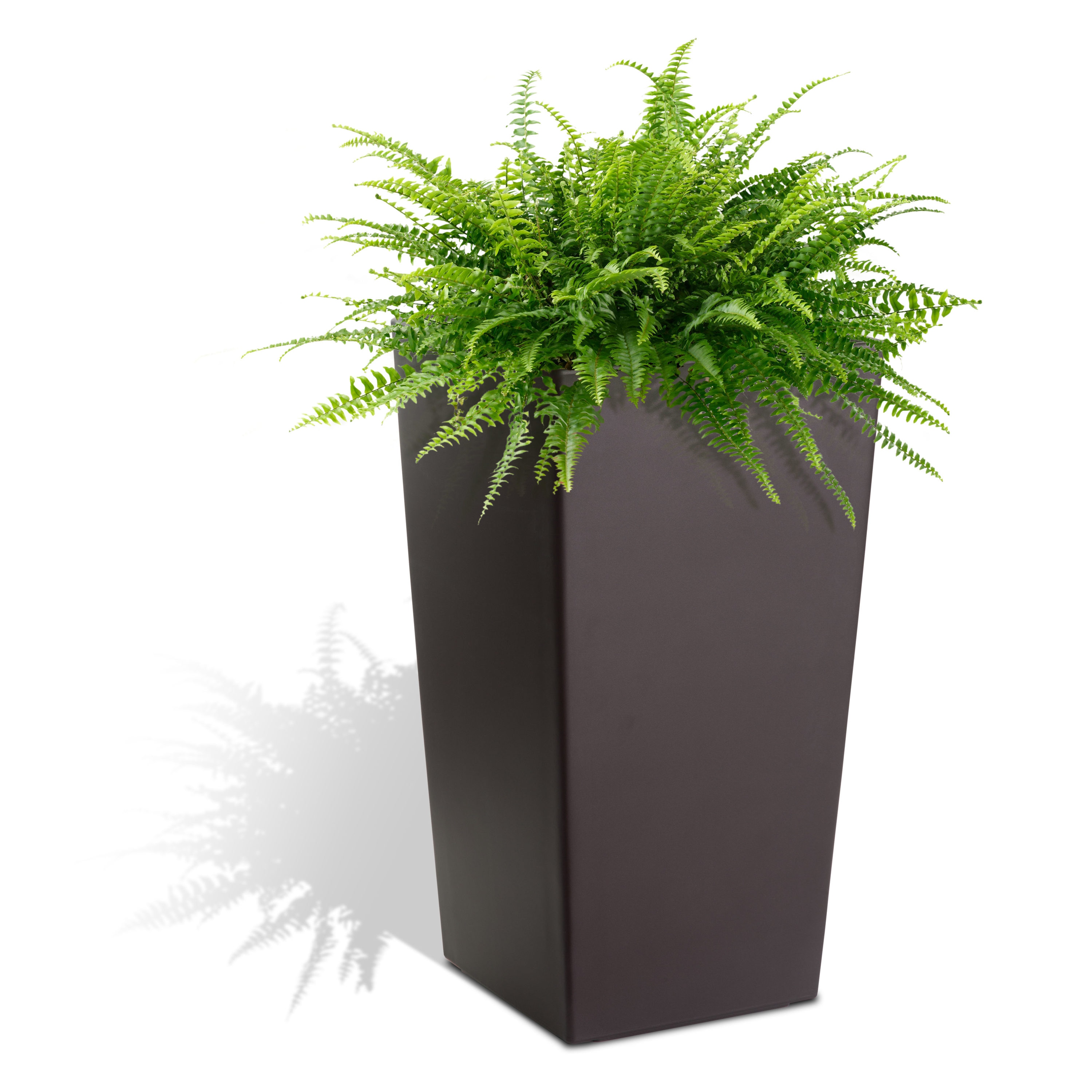 Matte Mocha 22-Inch Square Self-Watering Resin Planter