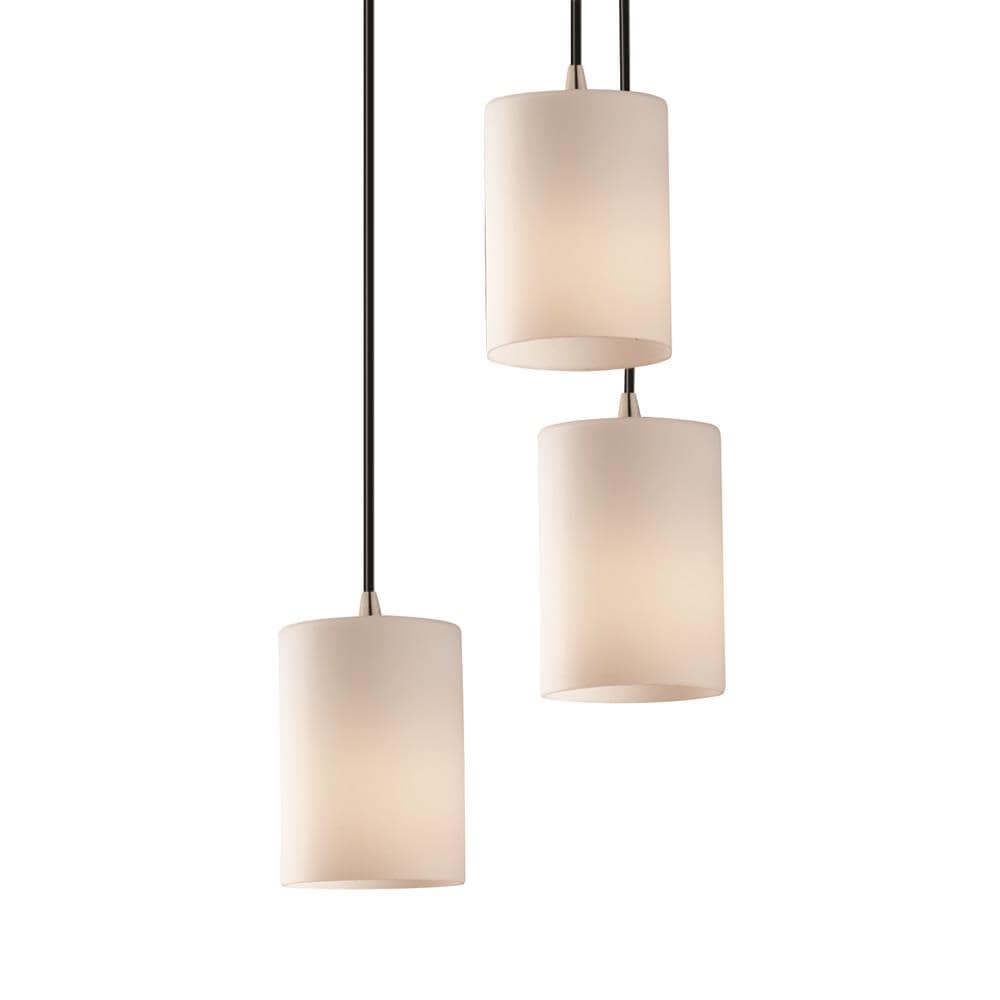 Justice Design Group Fusion 3-Light Pendant Brushed Nickel Finish with Opal Artisan Glass Shade