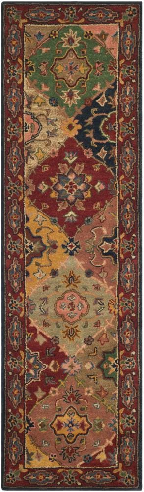 Hand-Tufted Red and Multi Wool Runner Rug, 2'3" x 14'