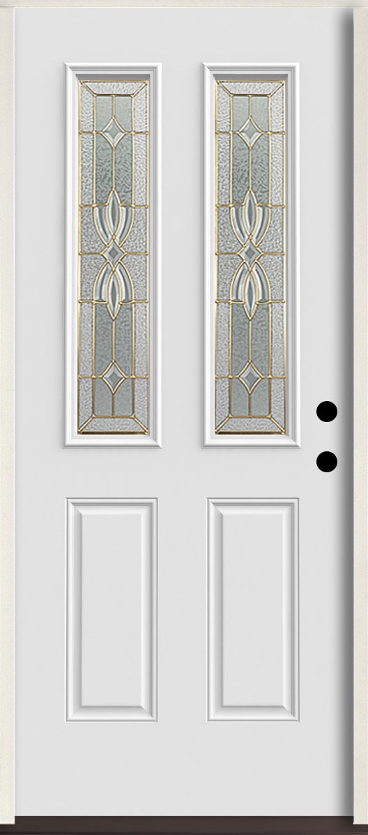 RELIABILT LO964242 Laurel 36-in x 80-in x 4-5/8-in Fiberglass Twin lite Left-hand inswing Arctic White Paint Painted Prehung Front Door Insulating core