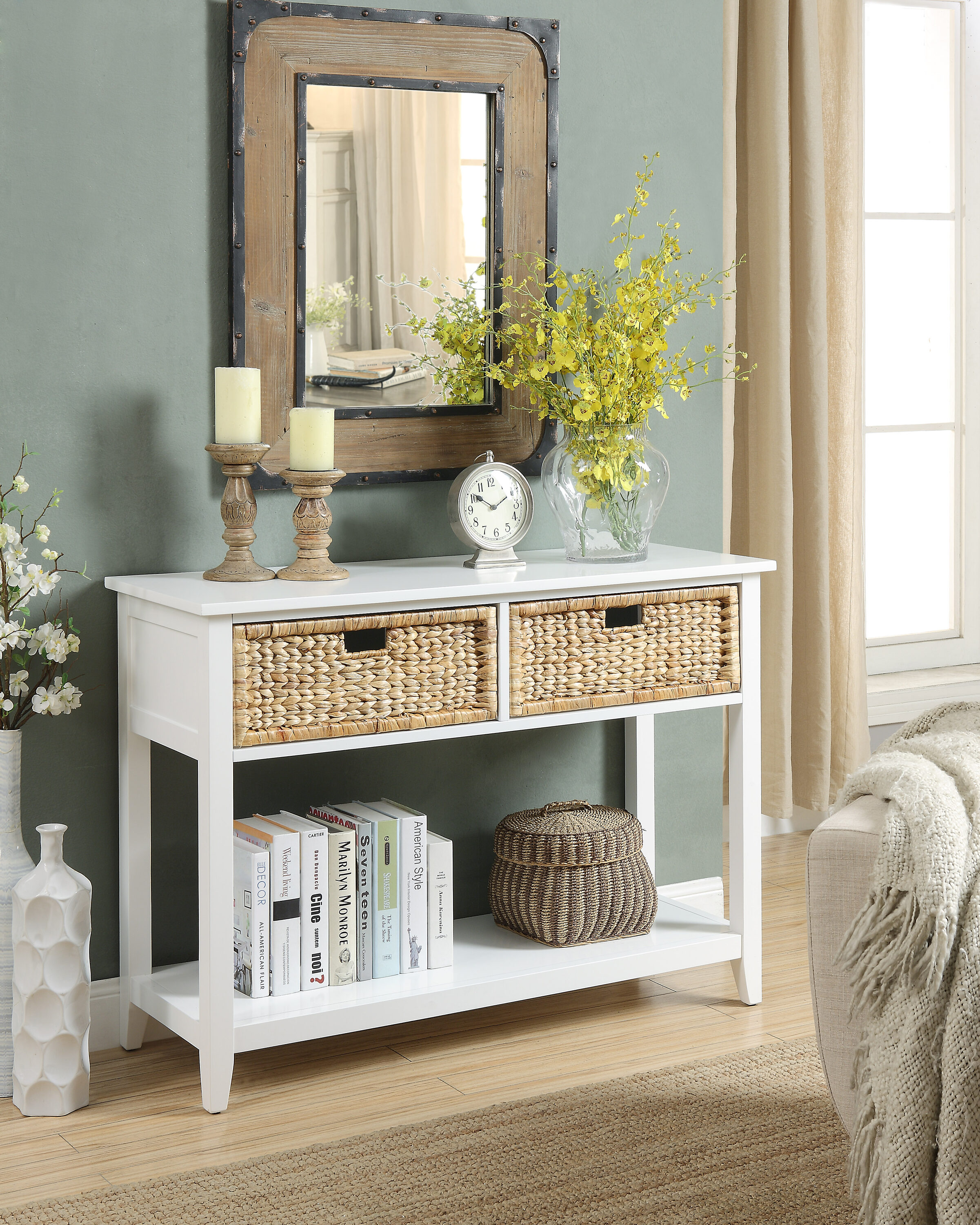 LOVMOR SF-R-B2726P277147 Flavius White Finish Console Table