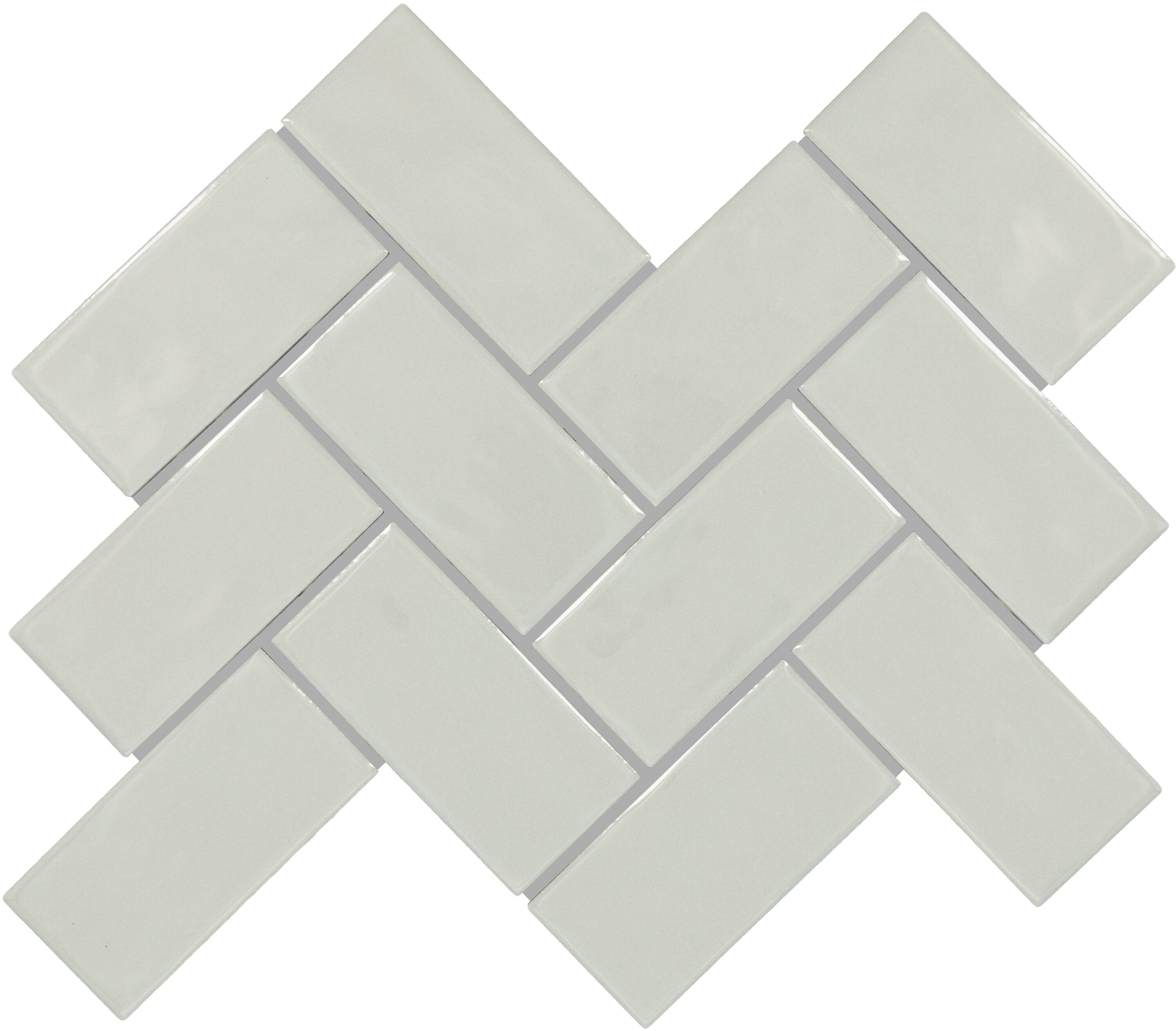 Hillcrest Ridge Ideal Gray 12-in x 14-in Glossy Ceramic Herringbone Patterned Wall Tile (8.04-sq. ft/ Carton) | - American Olean AT2224HERRMS1P2