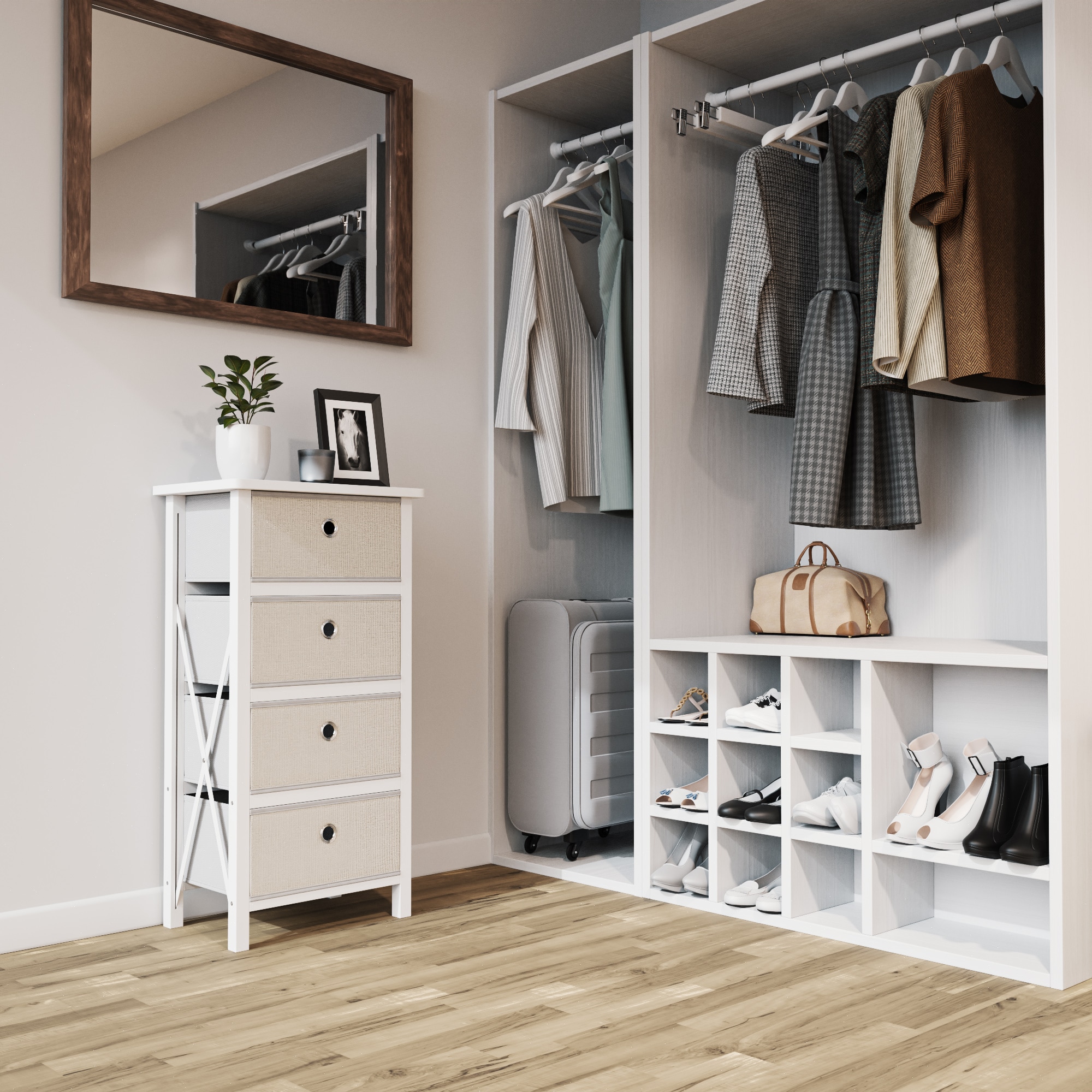 Brookside 4-Drawers White and Gray Wood Laminate Storage Drawer Tower ...