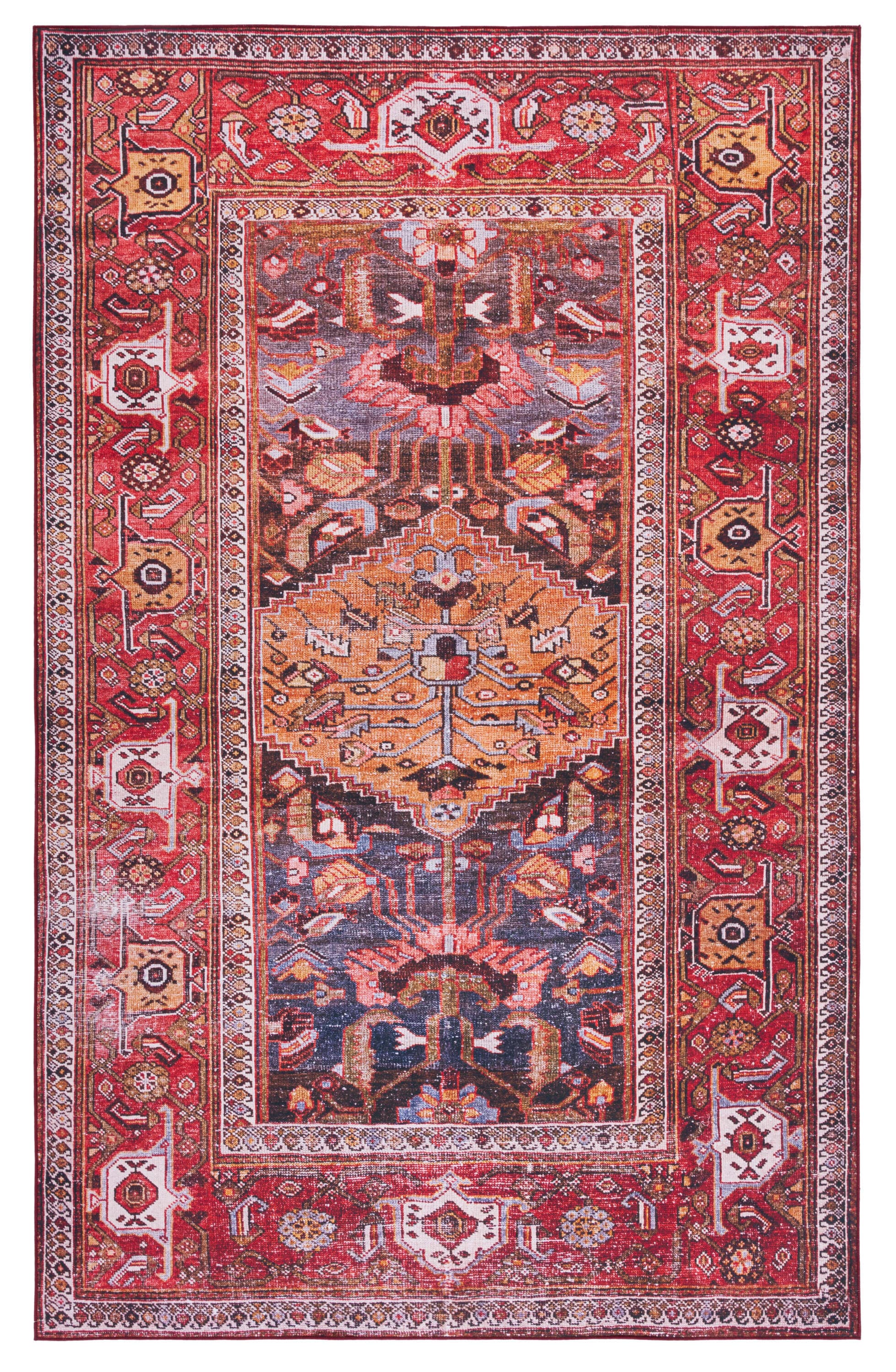Elegant Tucson Blue Rectangular Easy-Care Synthetic Rug