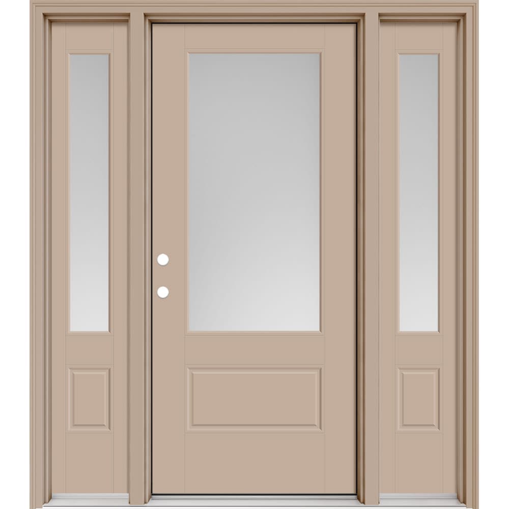 Masonite Performance Door System 64 In X 80 In Fiberglass 3 4 Lite Right Hand Inswing Sandy