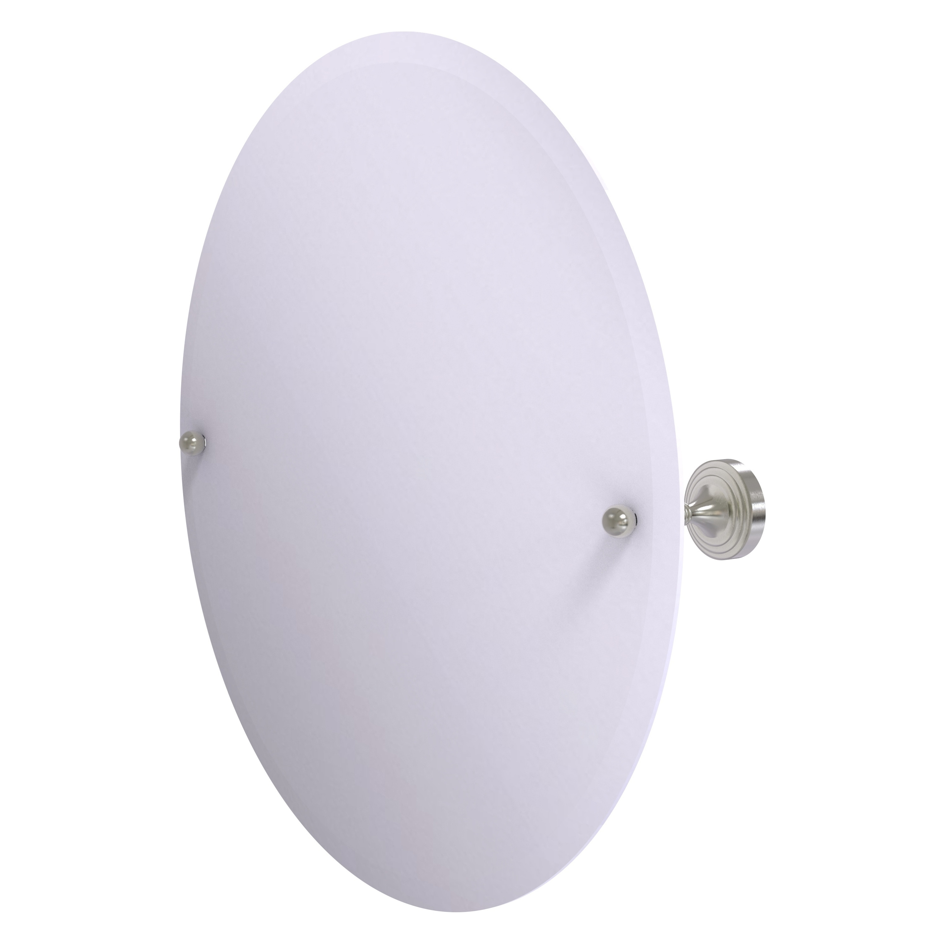Allied Brass SG-90-SN Sag Harbor 22-Inches x 3.6-Inches Beveled Frameless Round Tilting Bathroom Vanity Mirror ( Satin Nickel )