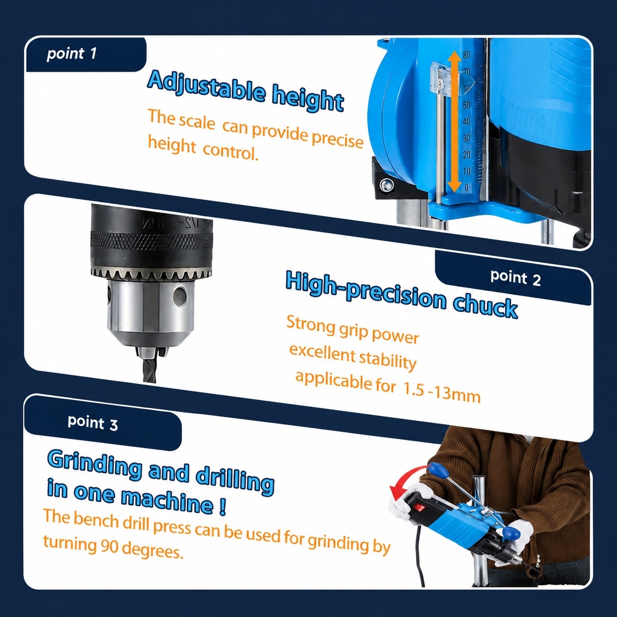 SenQWFa Mini Benchtop Drill Press 6 Variable Speed 1200W Electric ...