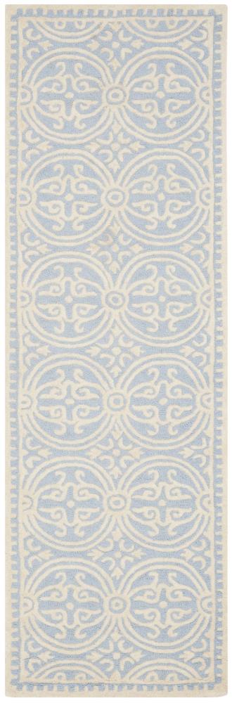 Safavieh CAM123A-210 Cambridge Damask 2 x 10 (ft) Tufted Wool Light Blue/Ivory Rectangular Indoor Abstract Runner rug