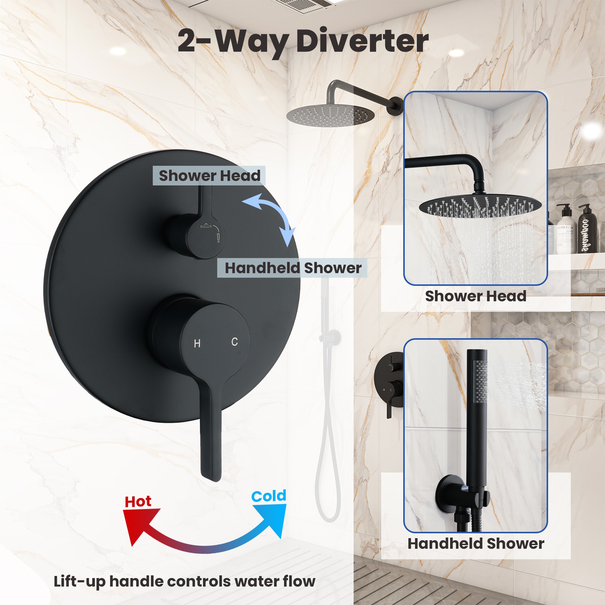 Mondawe AM-S133A2C-10MB Showerhead-Bar-Panels - View #6