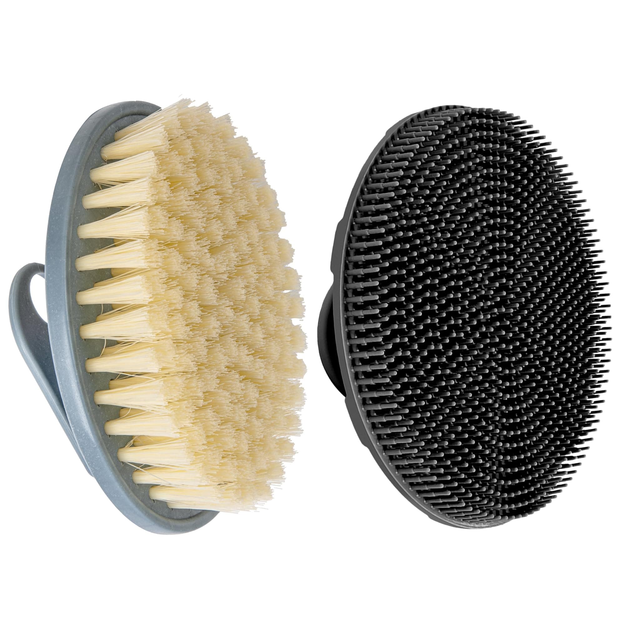 Phyfalip Food Grade Silicone Body Scrubber Shower Brush with Plastic Bristle Bath Brush for Exfoliating Cellulite Treatment Deep Cleansing Skin #X05PF12042