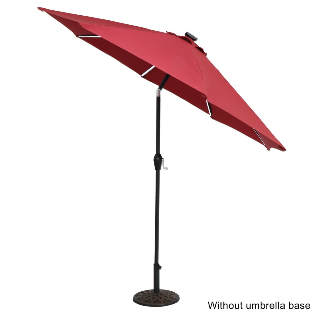 Winado 510008369875 8.8-ft Steel Red Crank Market Patio Umbrella with Lights