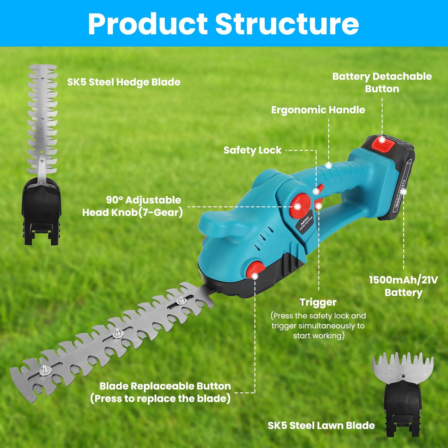 Tatayosi RY-02HQN1UY Cordless-Hedge-Trimmers - View #2