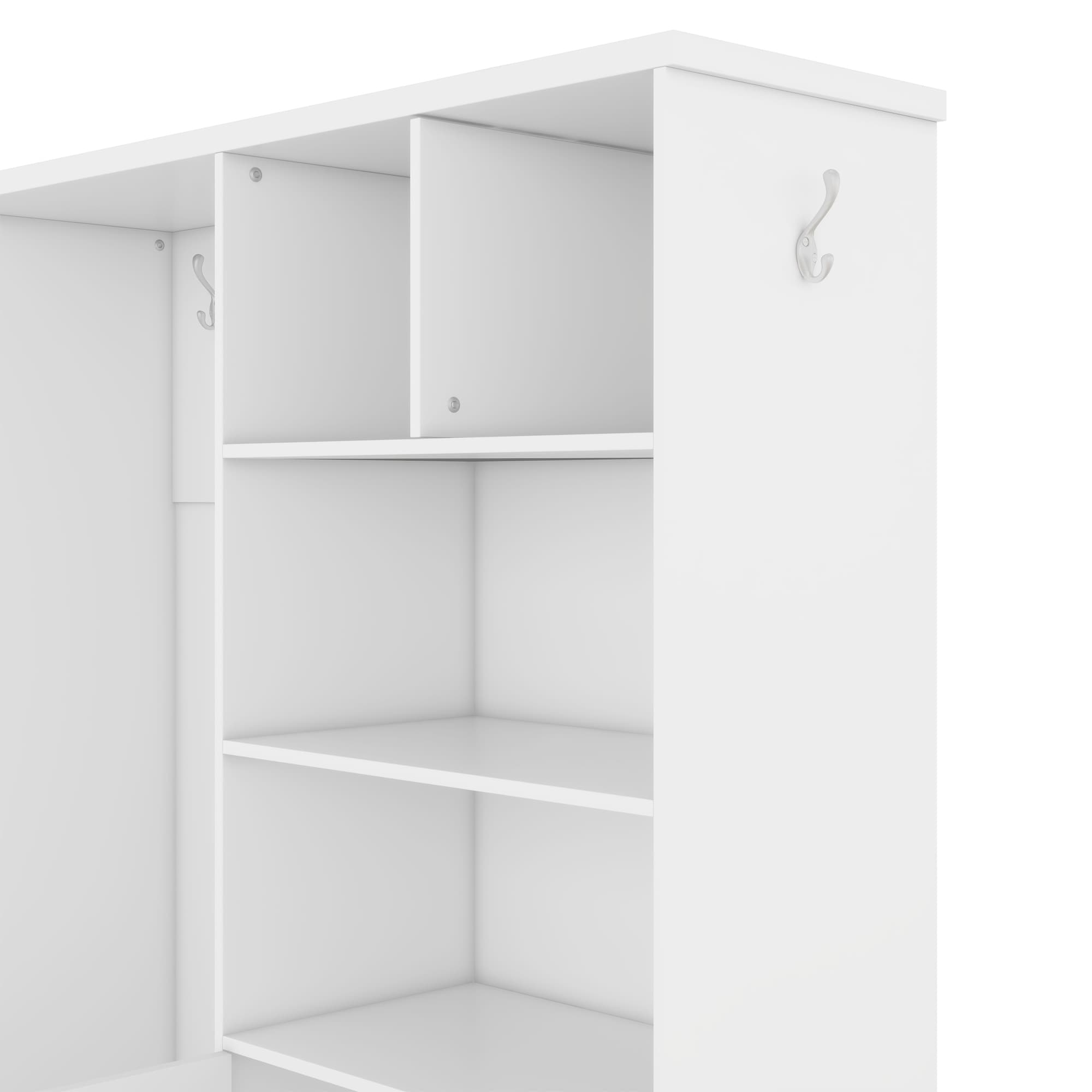 Woodland 40W Hall Tree and Shoe Storage Bench with Shelves