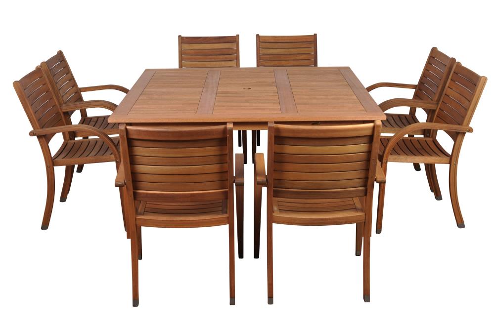 Get Grande 7-piece Eucalyptus Wood Outdoor Patio Furniture Dining Set in MI  at English Gardens Nurseries  Serving Clinton Township, Dearborn Heights,  Eastpointe, Royal Oak, West Bloomfield, and the Plymouth - Ann